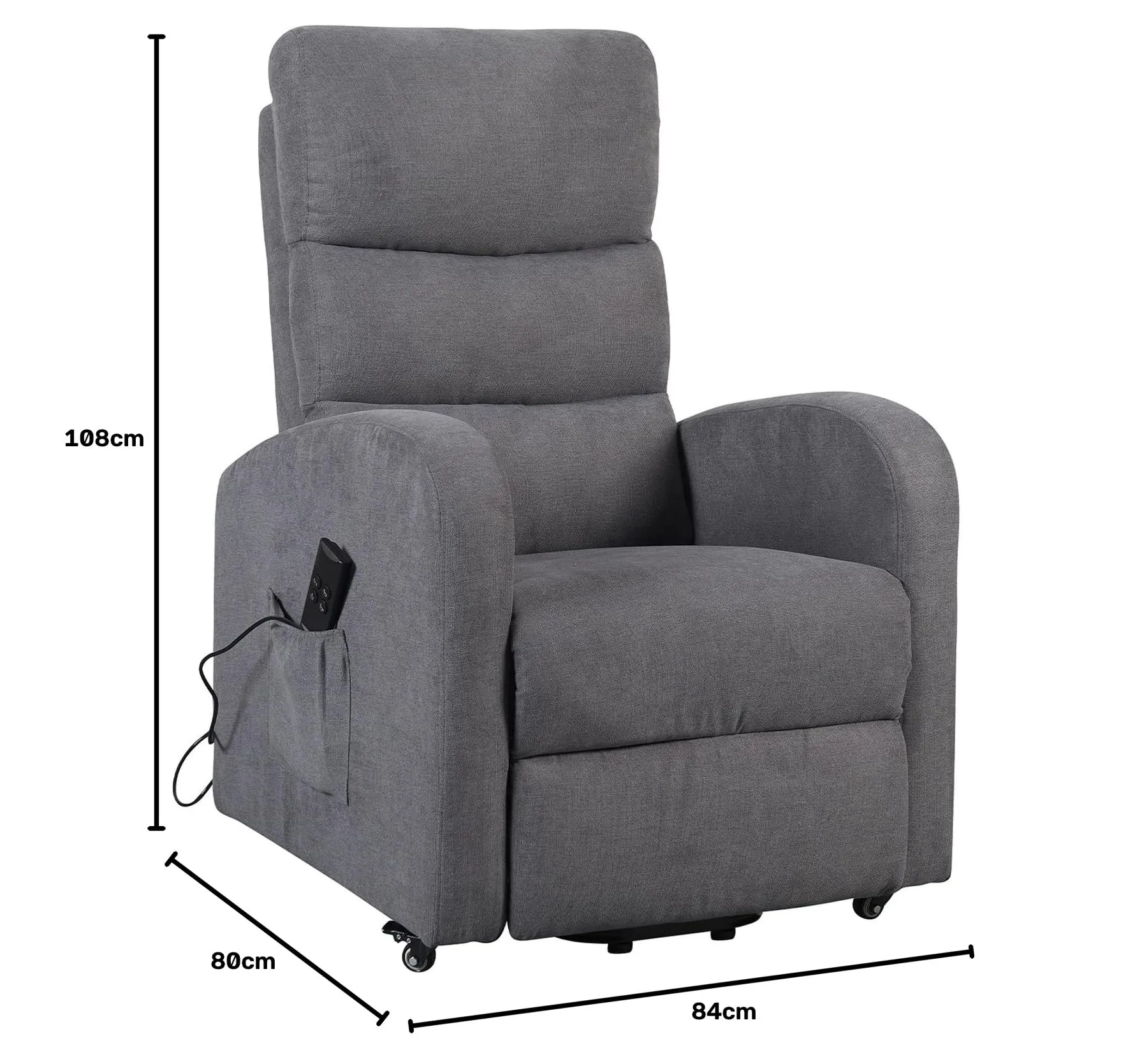 Poltrone Italia Poltrona Relax Elettrica Alzapersona con 4 Ruote, Microfibra Grigio - immagine 2