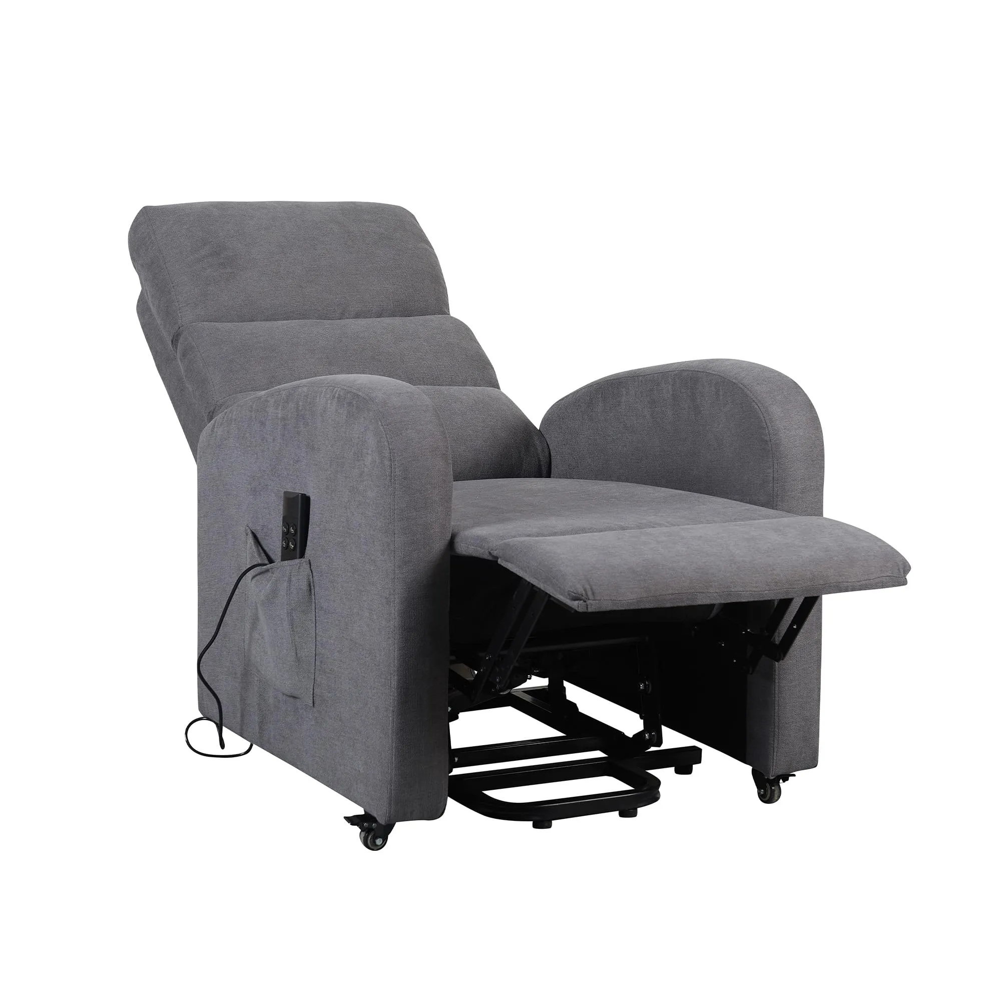 Poltrone Italia Poltrona Relax Elettrica Alzapersona con 4 Ruote, Microfibra Grigio - immagine 4