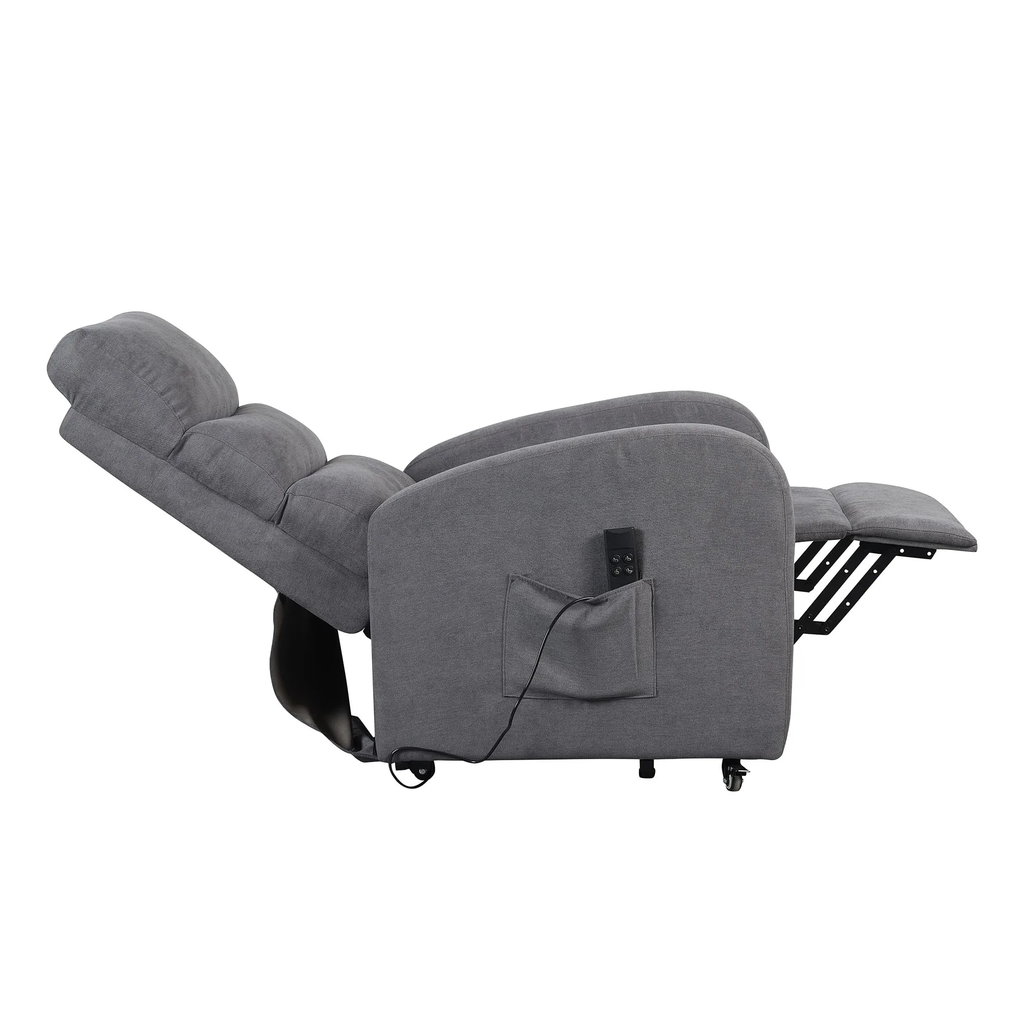 Poltrone Italia Poltrona Relax Elettrica Alzapersona con 4 Ruote, Microfibra Grigio - immagine 5