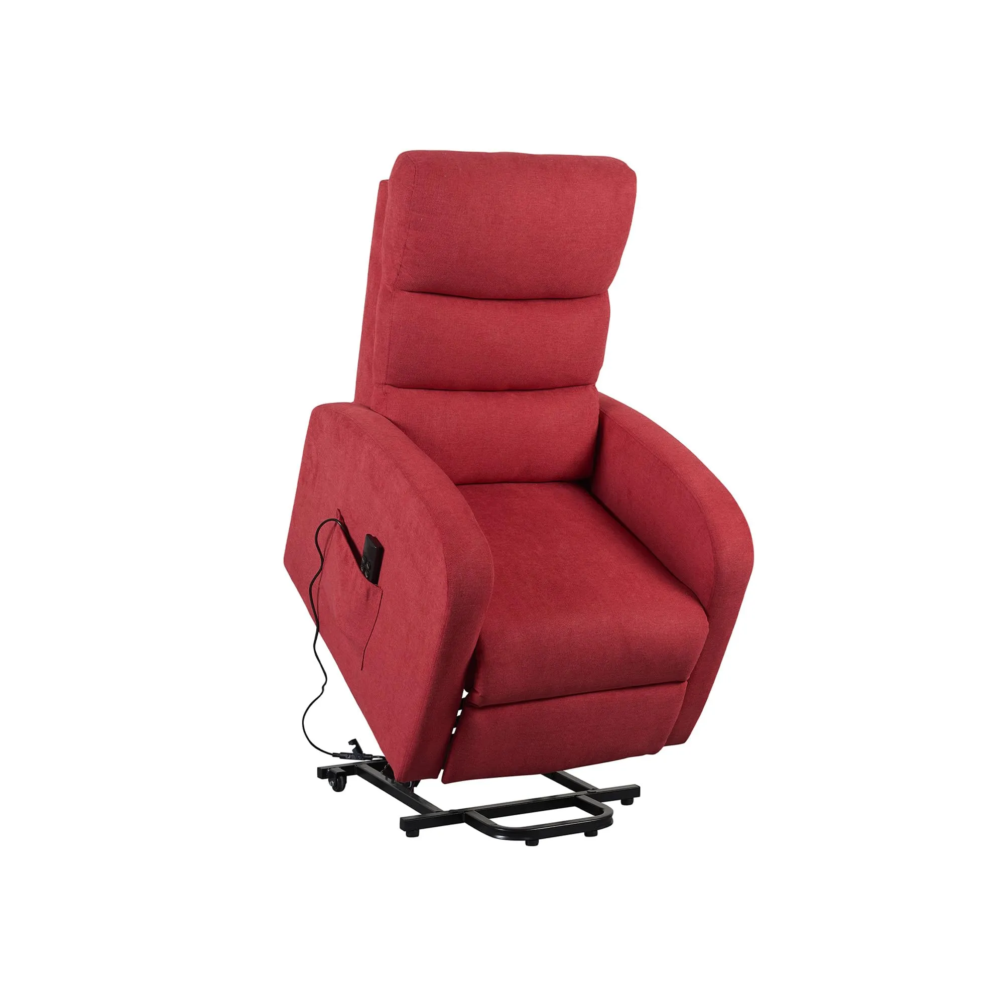 Poltrone Italia Poltrona Relax Elettrica Alzapersona con 4 Ruote, Tessuto Rosso - immagine 2