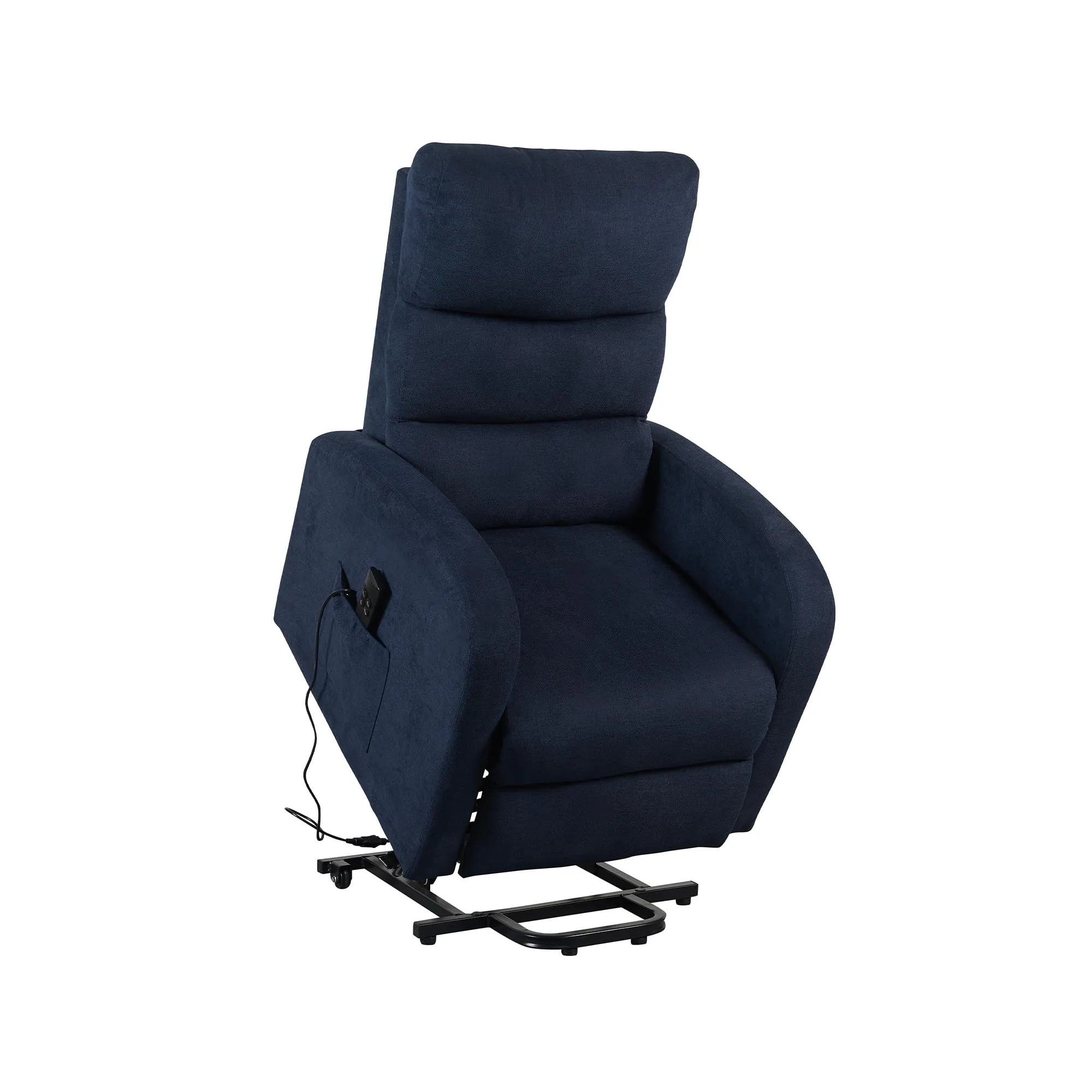 Poltrone Italia Poltrona Relax Elettrica Elevabile con 4 Ruote in Microfibra Blu - immagine 2