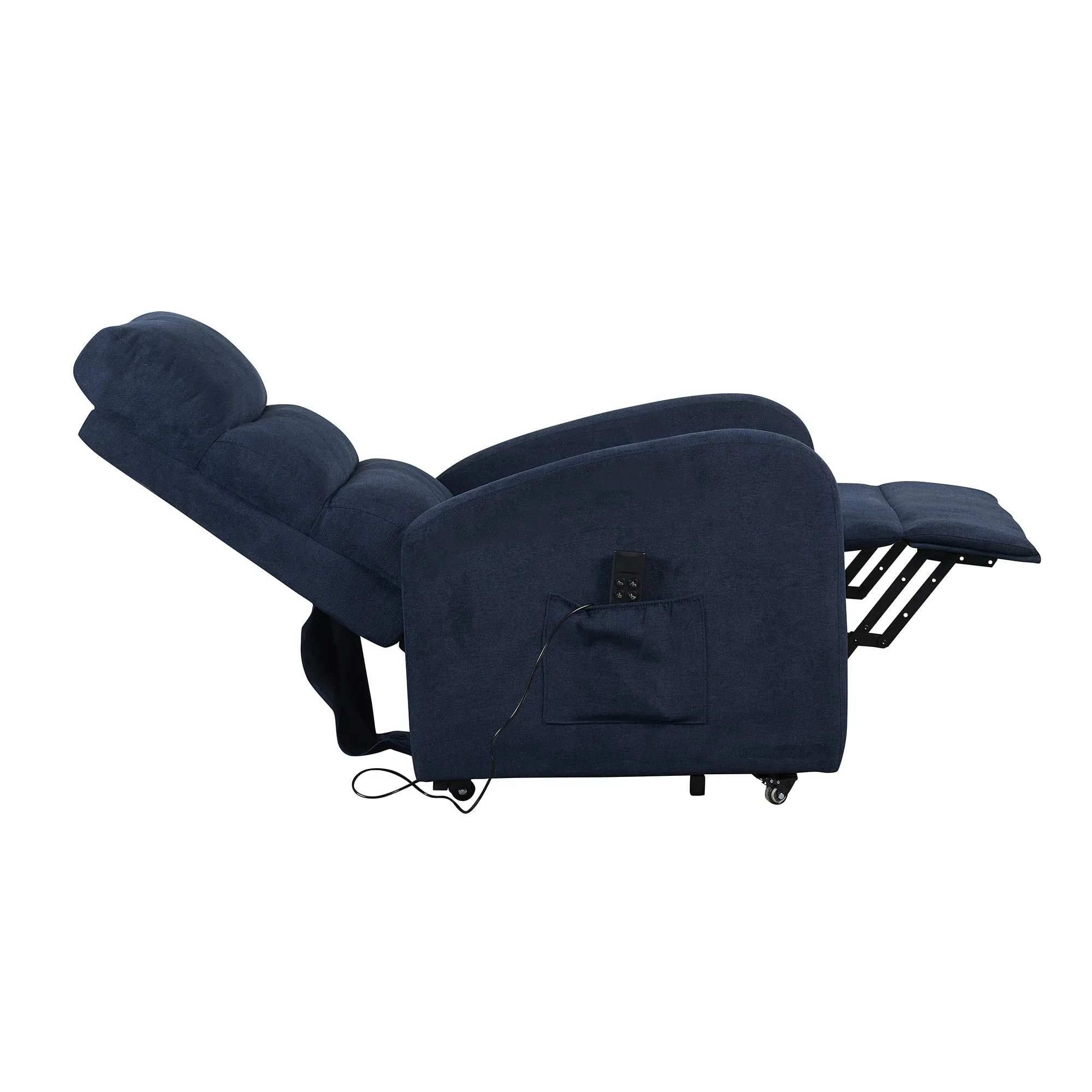 Poltrone Italia Poltrona Relax Elettrica Elevabile con 4 Ruote in Microfibra Blu - immagine 4