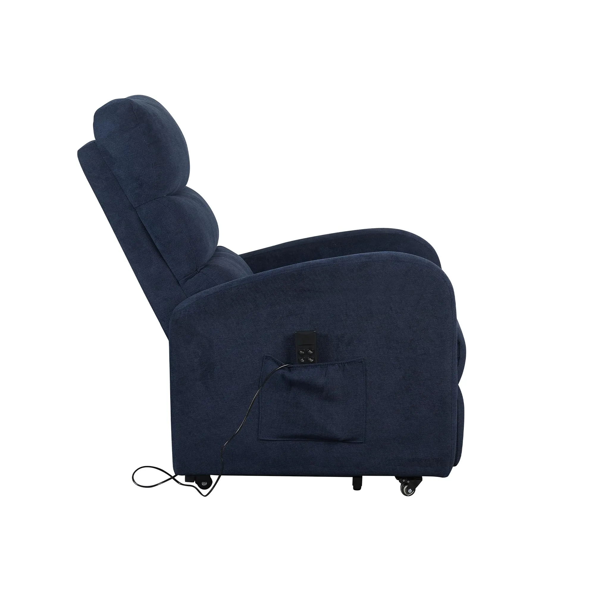 Poltrone Italia Poltrona Relax Elettrica Elevabile con 4 Ruote in Microfibra Blu - immagine 5