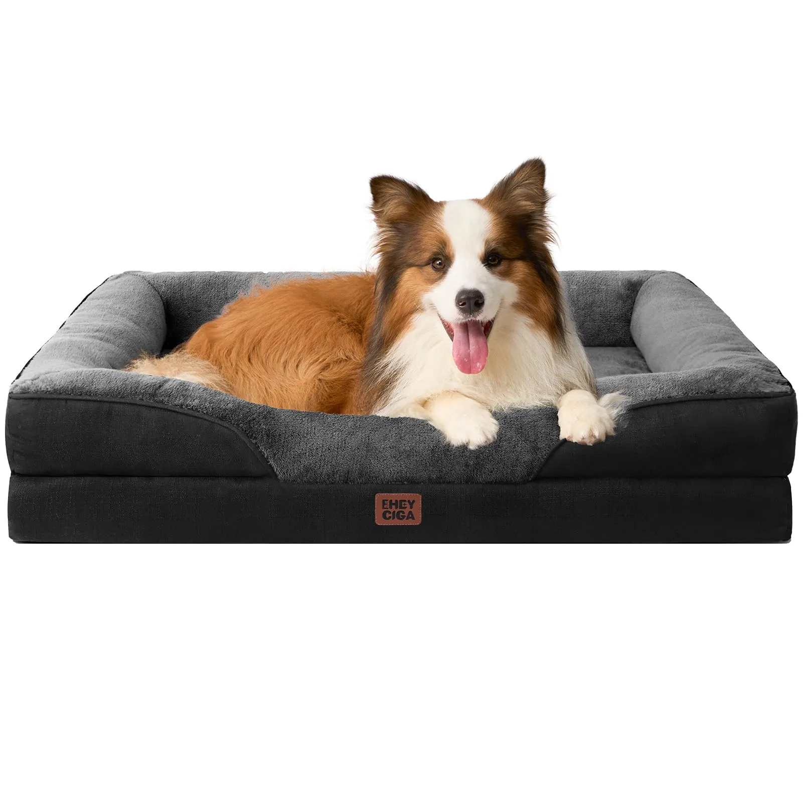 EHEYCIGA Cuccia Cane Interno Memory Foam, 104x68.6cm, Grigio Scuro/Nero - immagine 1