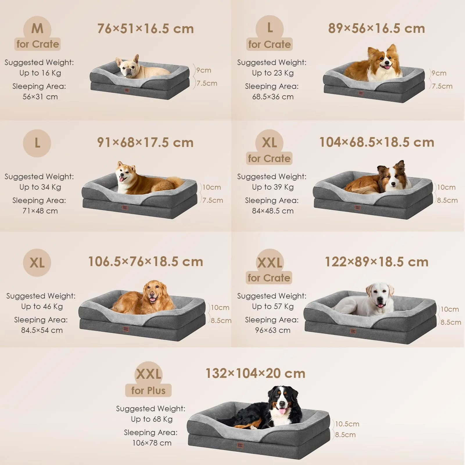 EHEYCIGA Cuccia Cane Interno, Memory Foam, 122x89x18.9cm, Grigio Scuro - immagine 5