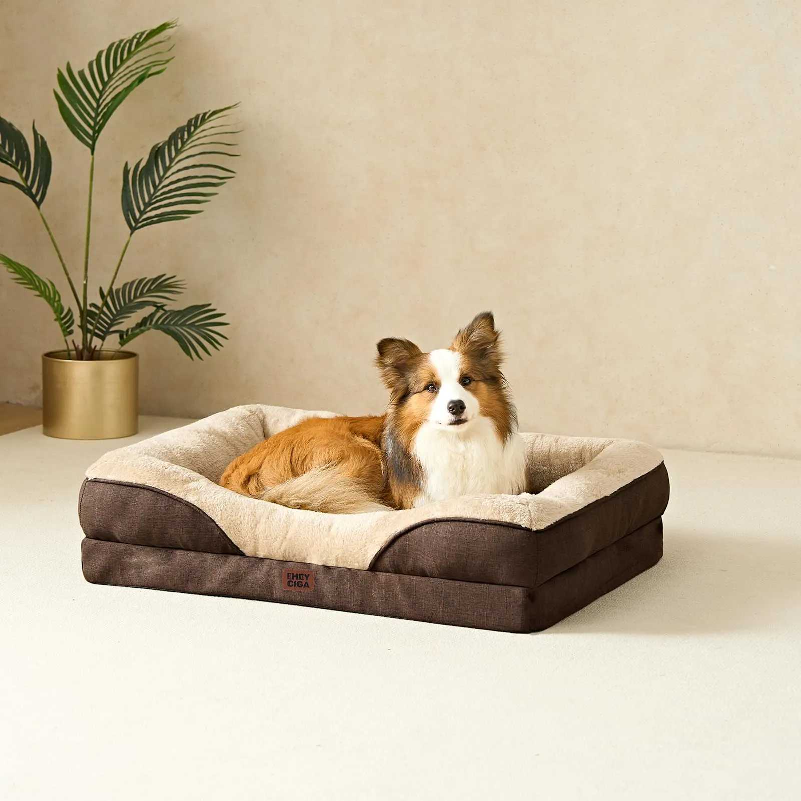 EHEYCIGA Cuccia Cane Interno Taglia Grande, 122x89x18.9cm, Marrone - immagine 9