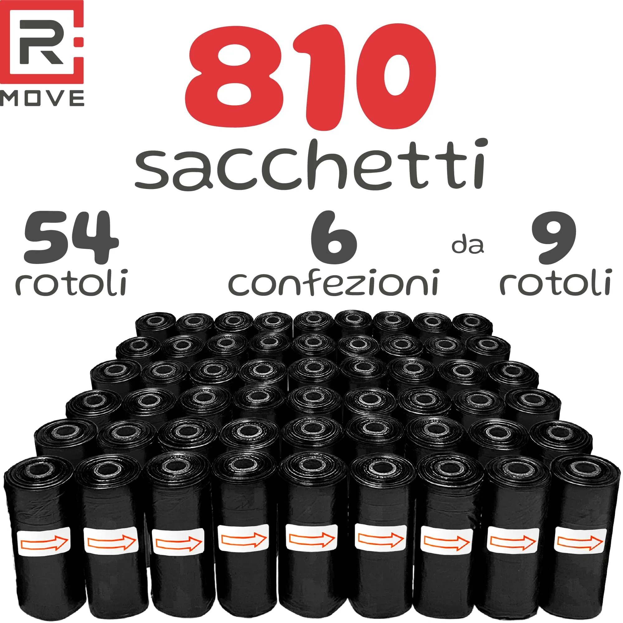 R MOVE Sacchetti Igienici per Cani, 810 pz (54 Rotoli), 30x23 cm, 2,5 Litri - immagine 4