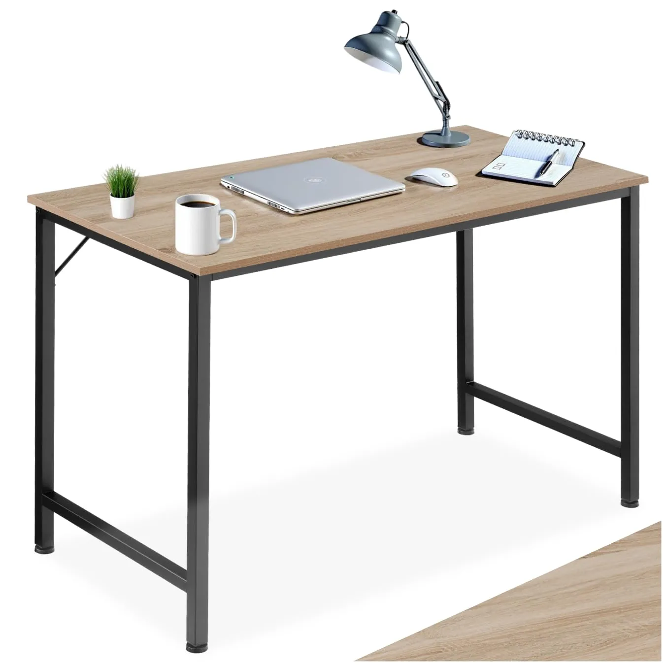 tectake Scrivania Moderna Regolabile in Altezza Design Industriale, Legno e Acciaio, 120x60x75,5 cm, Industriale Chiaro - immagine 1