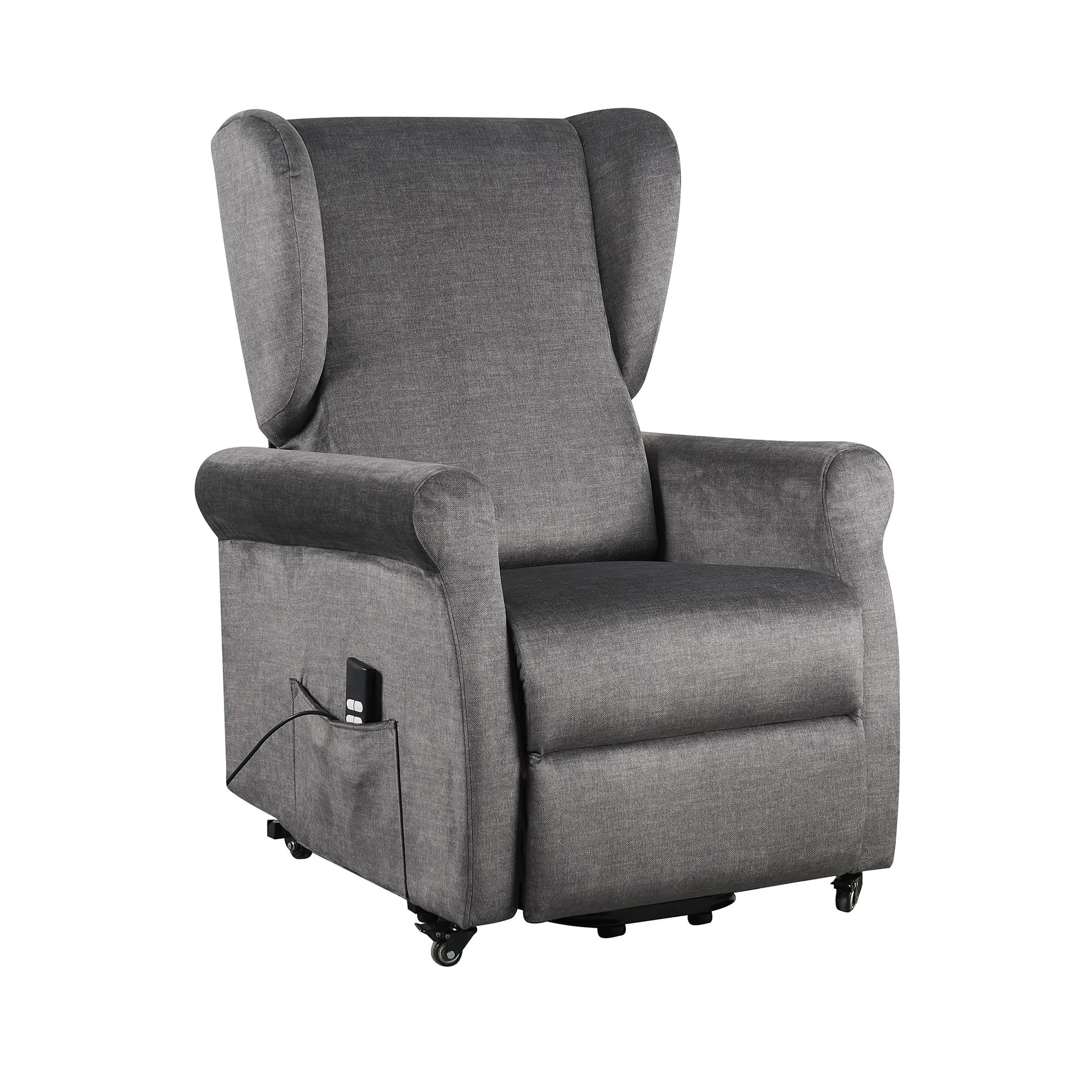 Poltrone Italia Poltrona Alzapersona Elettrica 2 Motori, Reclinazione Indipendente Schienale e Pediera, Kit 4 Ruote, Seduta Indeformabile, Grigio - immagine 1