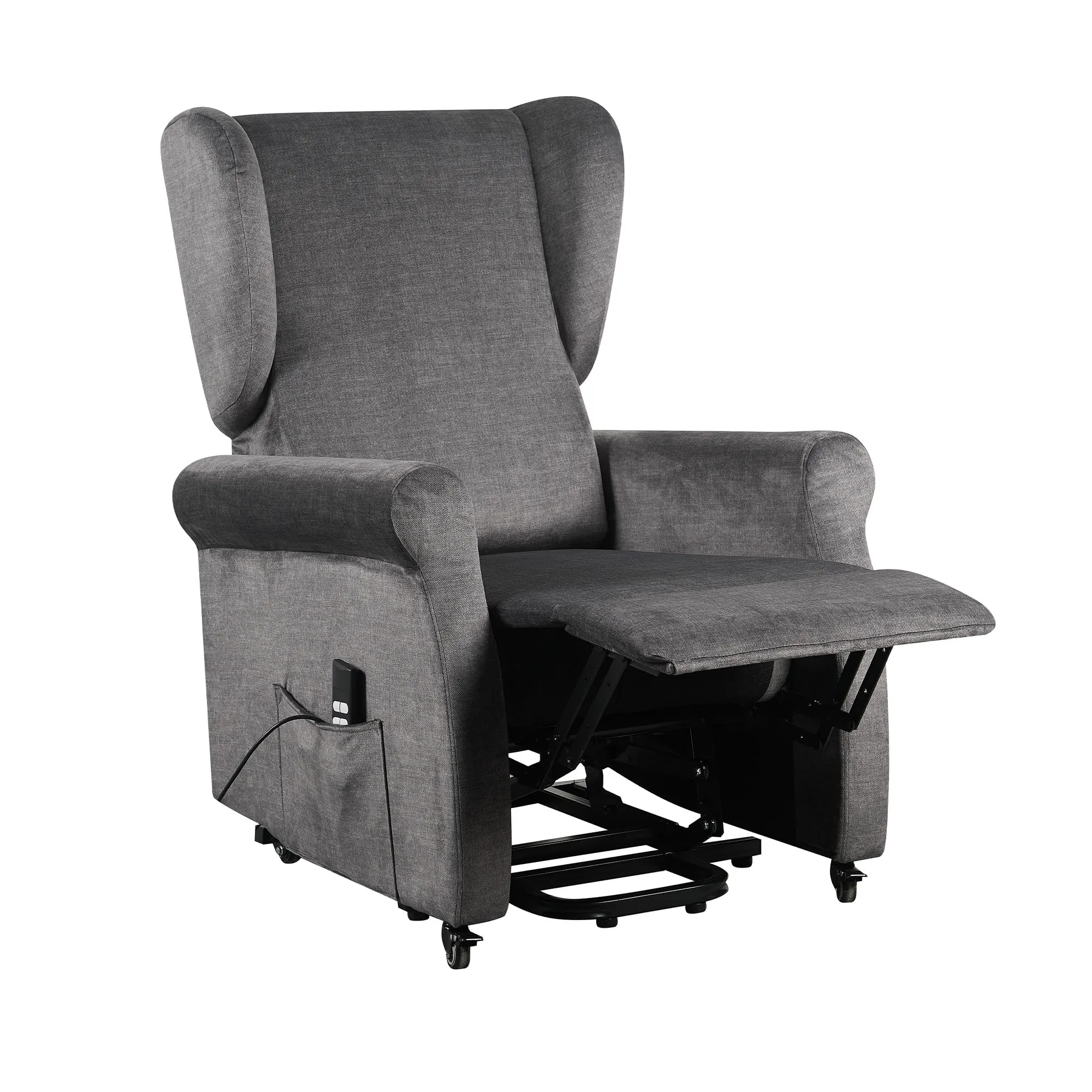 Poltrone Italia Poltrona Alzapersona Elettrica 2 Motori, Reclinazione Indipendente Schienale e Pediera, Kit 4 Ruote, Seduta Indeformabile, Grigio - immagine 3