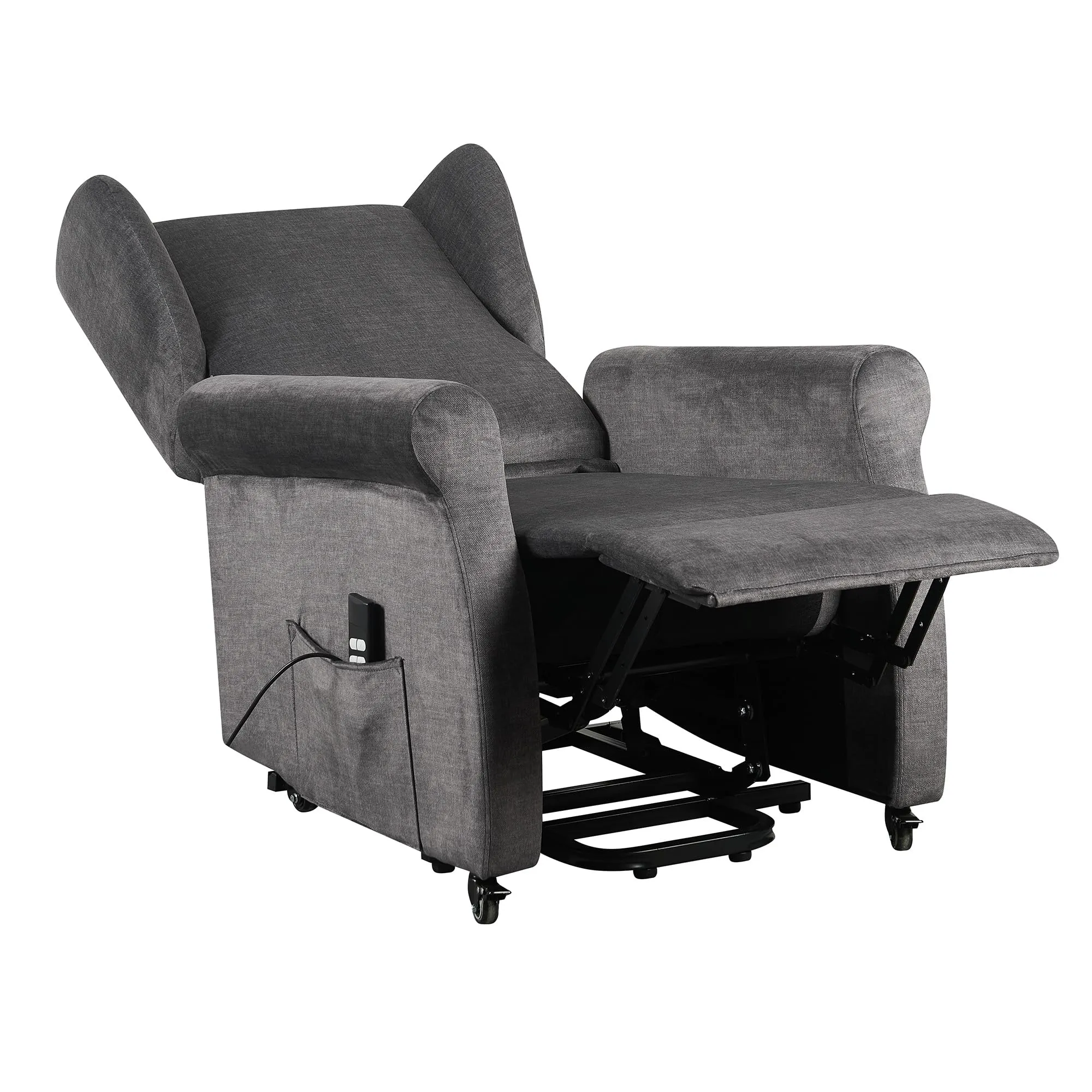 Poltrone Italia Poltrona Alzapersona Elettrica 2 Motori, Reclinazione Indipendente Schienale e Pediera, Kit 4 Ruote, Seduta Indeformabile, Grigio - immagine 4