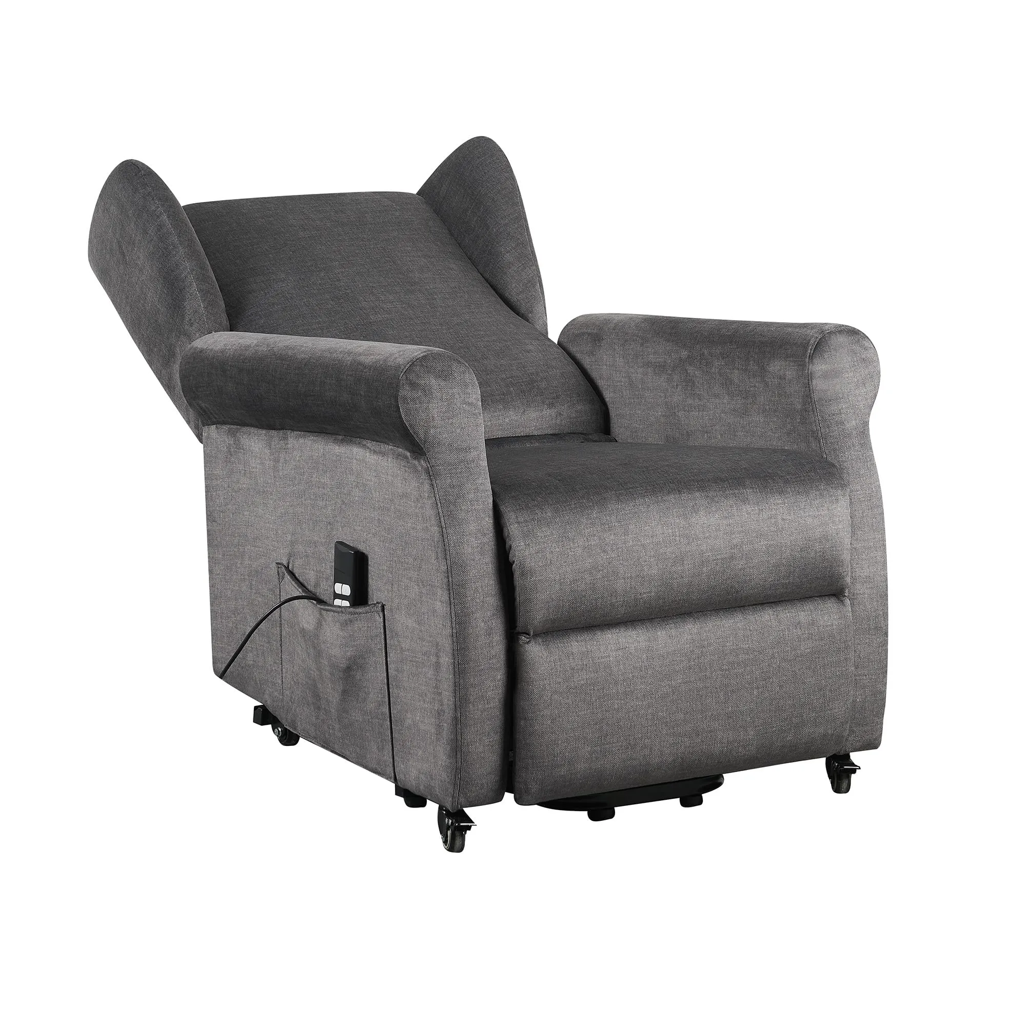 Poltrone Italia Poltrona Alzapersona Elettrica 2 Motori, Reclinazione Indipendente Schienale e Pediera, Kit 4 Ruote, Seduta Indeformabile, Grigio - immagine 5