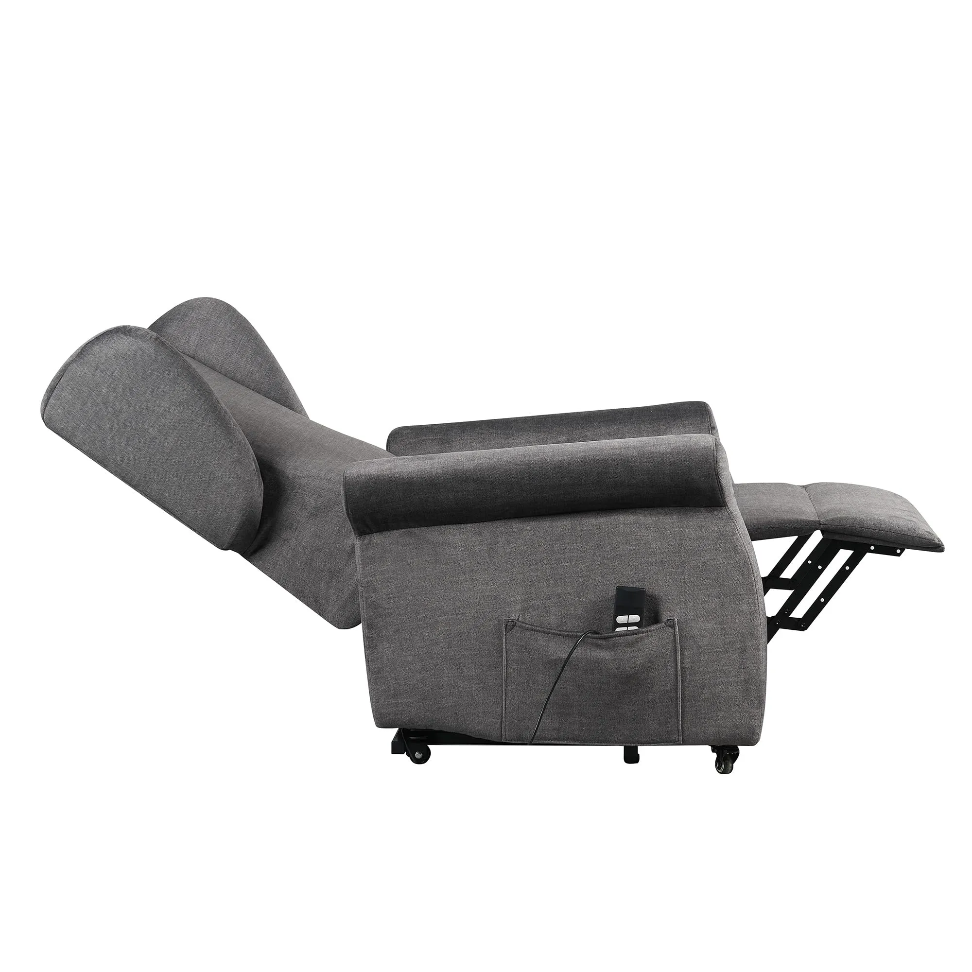 Poltrone Italia Poltrona Alzapersona Elettrica 2 Motori, Reclinazione Indipendente Schienale e Pediera, Kit 4 Ruote, Seduta Indeformabile, Grigio - immagine 6
