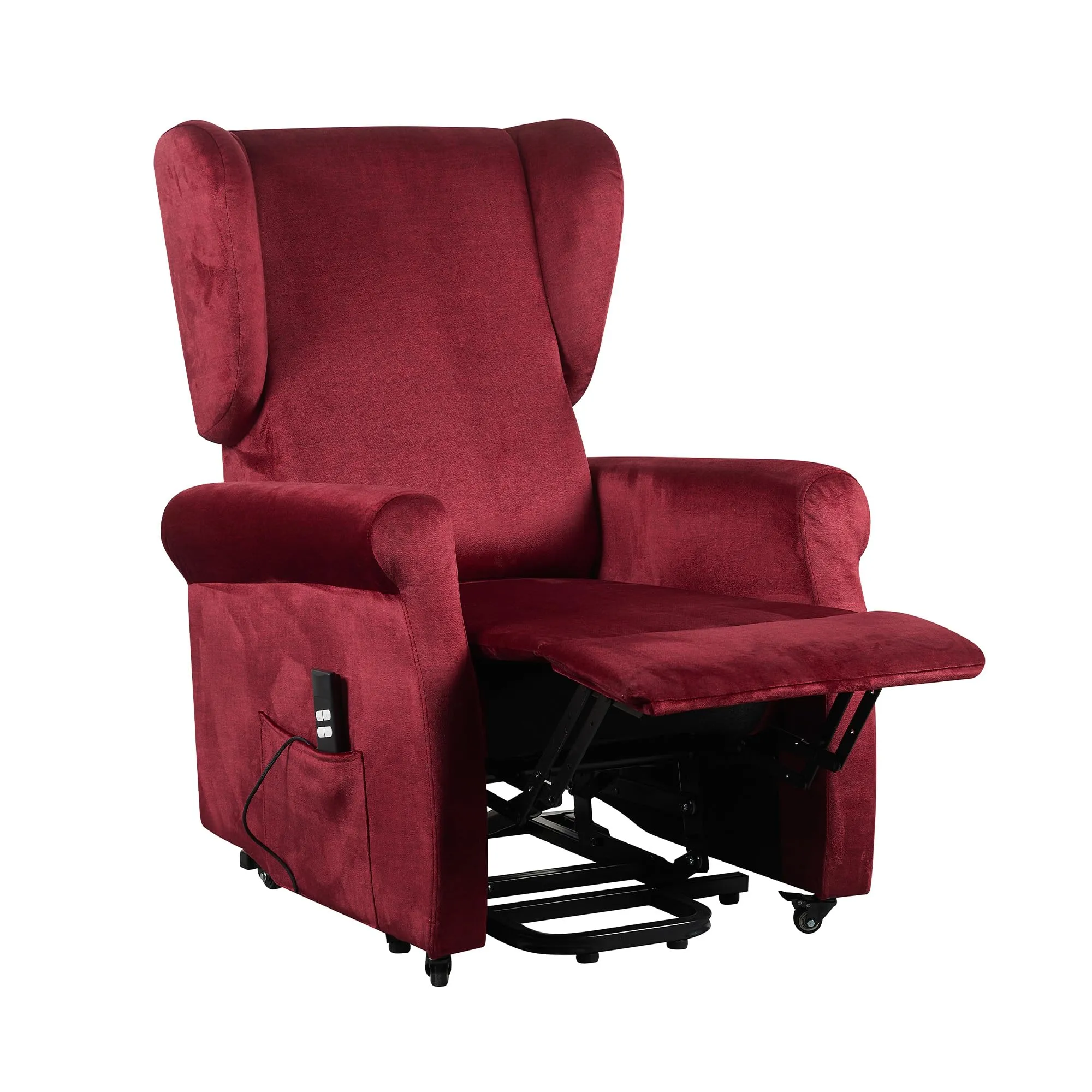 Poltrone Italia Poltrona Anziani Elettrica 2 Motori, Reclinazione Indipendente Schienale e Pediera, Kit 4 Ruote, Seduta Indeformabile, Rosso - immagine 3