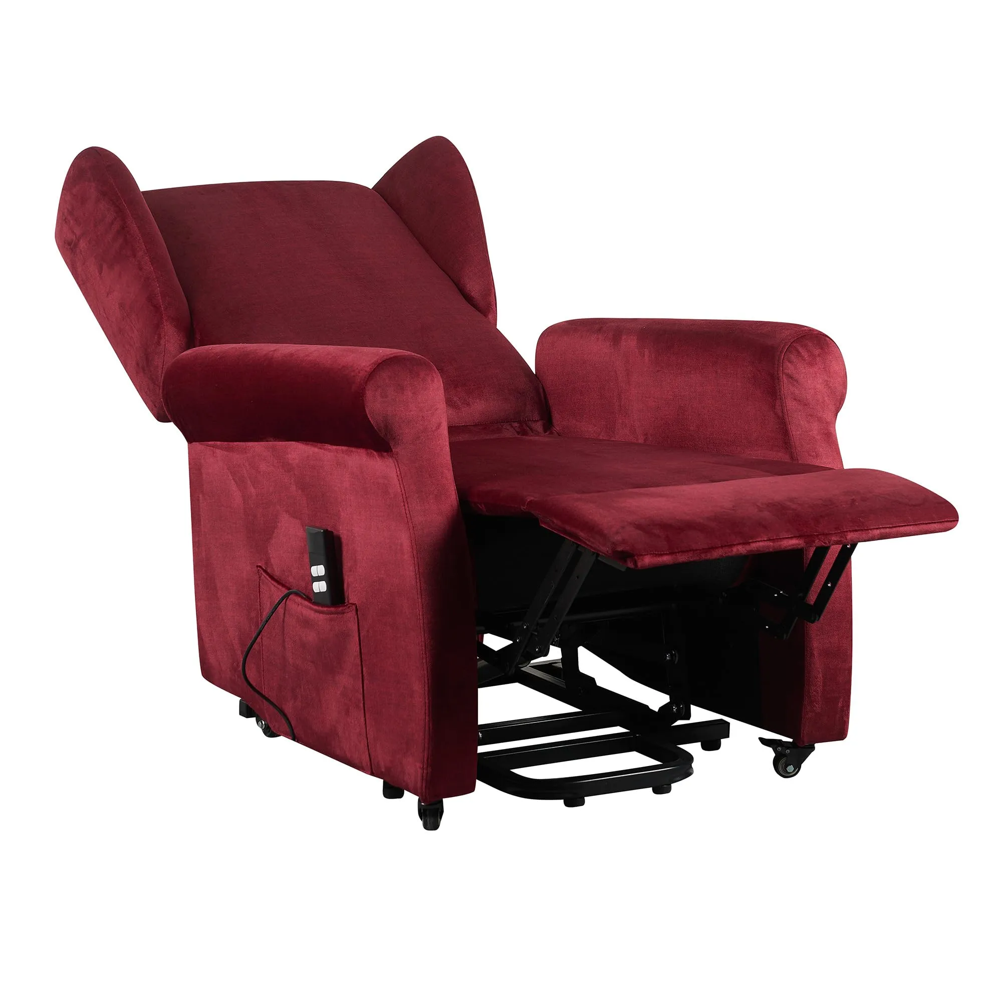 Poltrone Italia Poltrona Anziani Elettrica 2 Motori, Reclinazione Indipendente Schienale e Pediera, Kit 4 Ruote, Seduta Indeformabile, Rosso - immagine 4