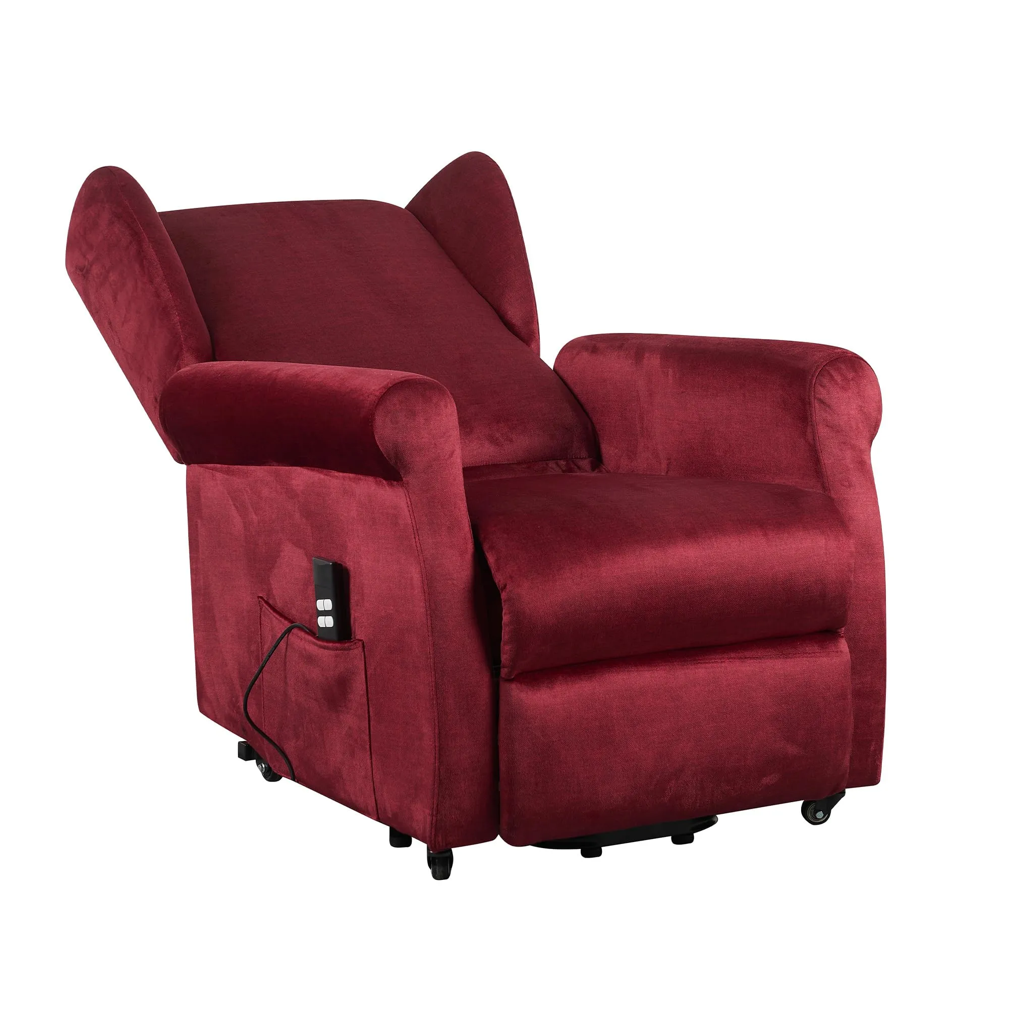 Poltrone Italia Poltrona Anziani Elettrica 2 Motori, Reclinazione Indipendente Schienale e Pediera, Kit 4 Ruote, Seduta Indeformabile, Rosso - immagine 5