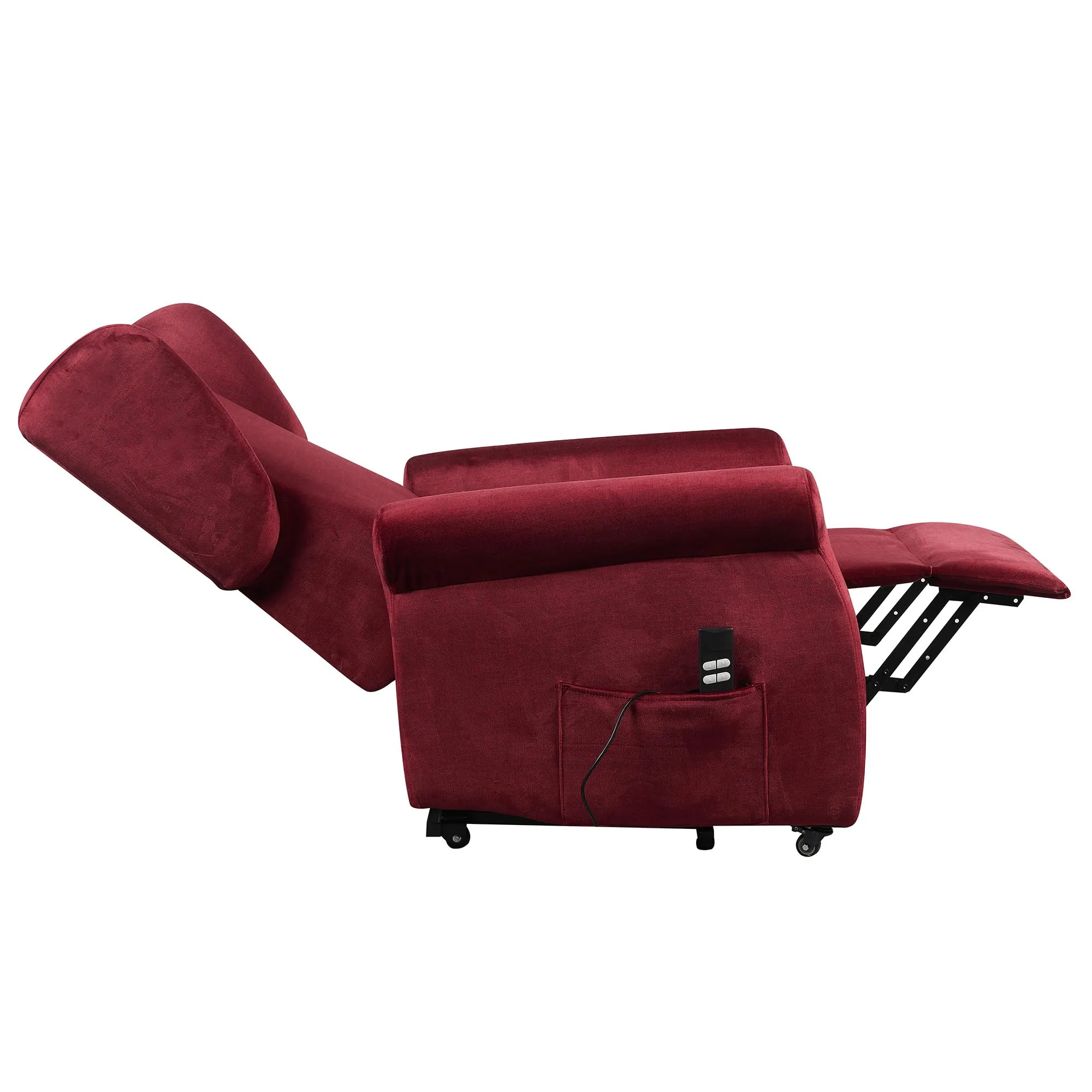 Poltrone Italia Poltrona Anziani Elettrica 2 Motori, Reclinazione Indipendente Schienale e Pediera, Kit 4 Ruote, Seduta Indeformabile, Rosso - immagine 6