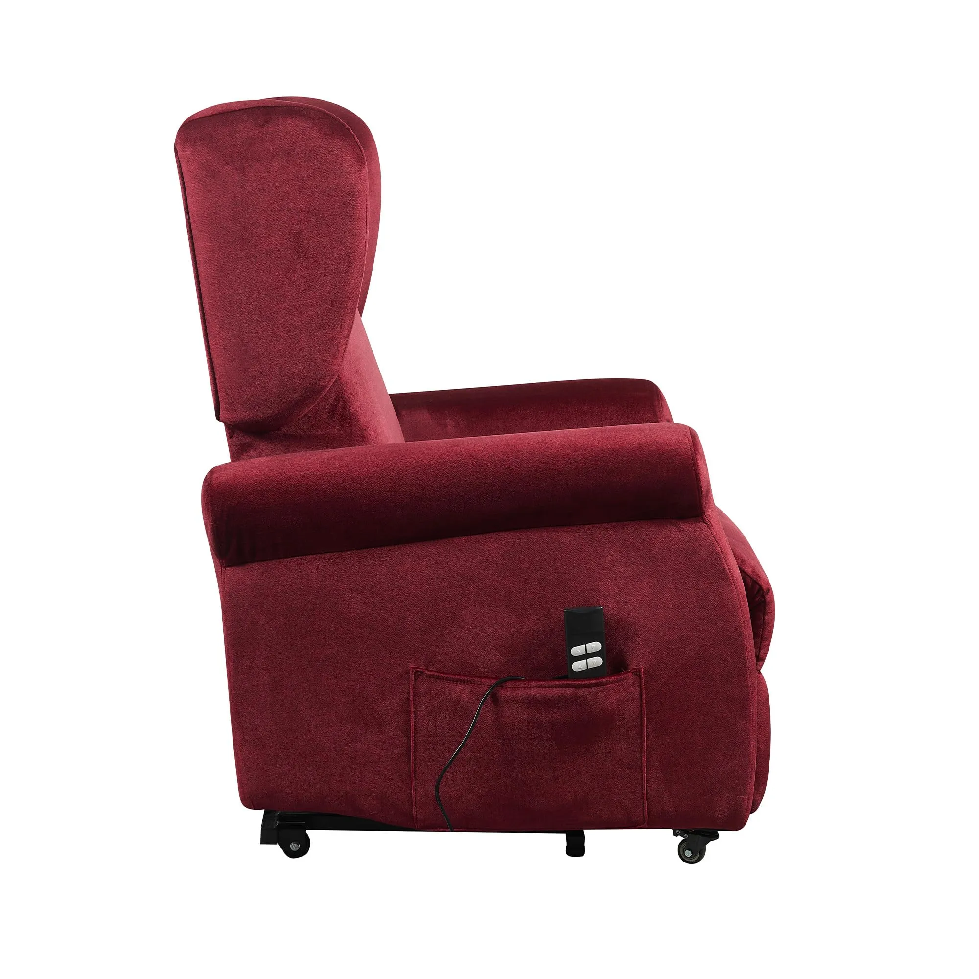Poltrone Italia Poltrona Anziani Elettrica 2 Motori, Reclinazione Indipendente Schienale e Pediera, Kit 4 Ruote, Seduta Indeformabile, Rosso - immagine 7