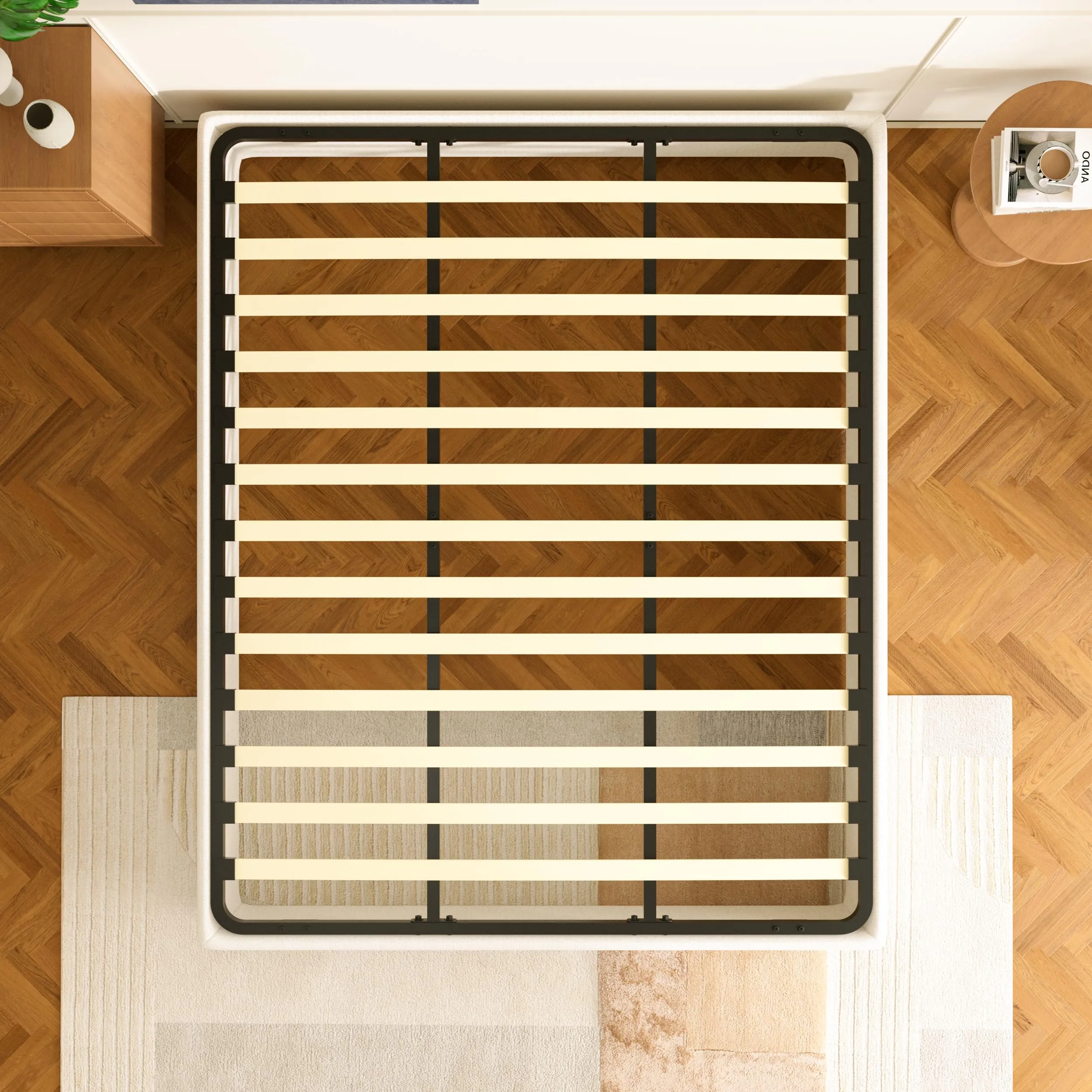 DEWINNER Rete Ortopedica 140x190 cm da Incasso, 13 Doghe, con 2 Barre in Ferro e Piede Centrale Regolabile - immagine 8