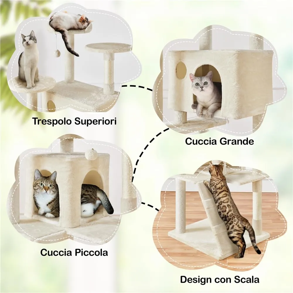 Yaheetech Albero Tiragraffi per Gatti Adulti, 202,5 cm, Beige - immagine 4