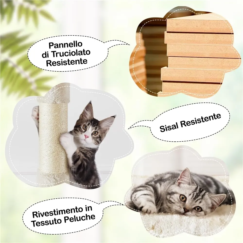Yaheetech Albero Tiragraffi per Gatti Adulti, 202,5 cm, Beige - immagine 5