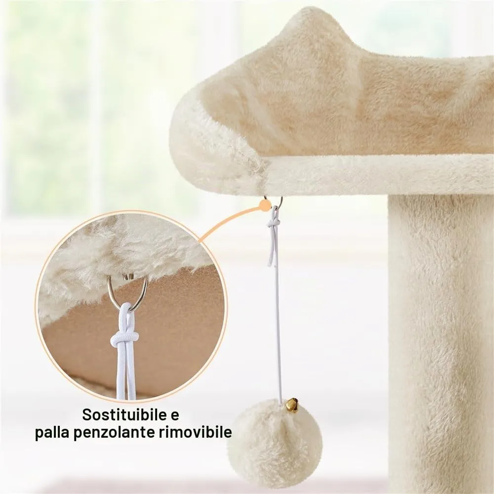 Yaheetech Albero Tiragraffi per Gatti Adulti, 202,5 cm, Beige - immagine 9