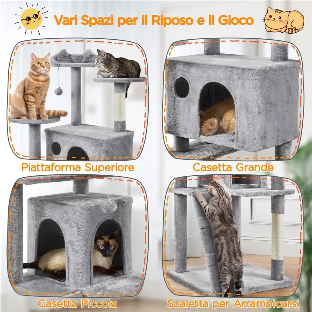 Yaheetech Albero Tiragraffi per Gatti Adulti, 202,5 cm, Grigio Chiaro - immagine 4
