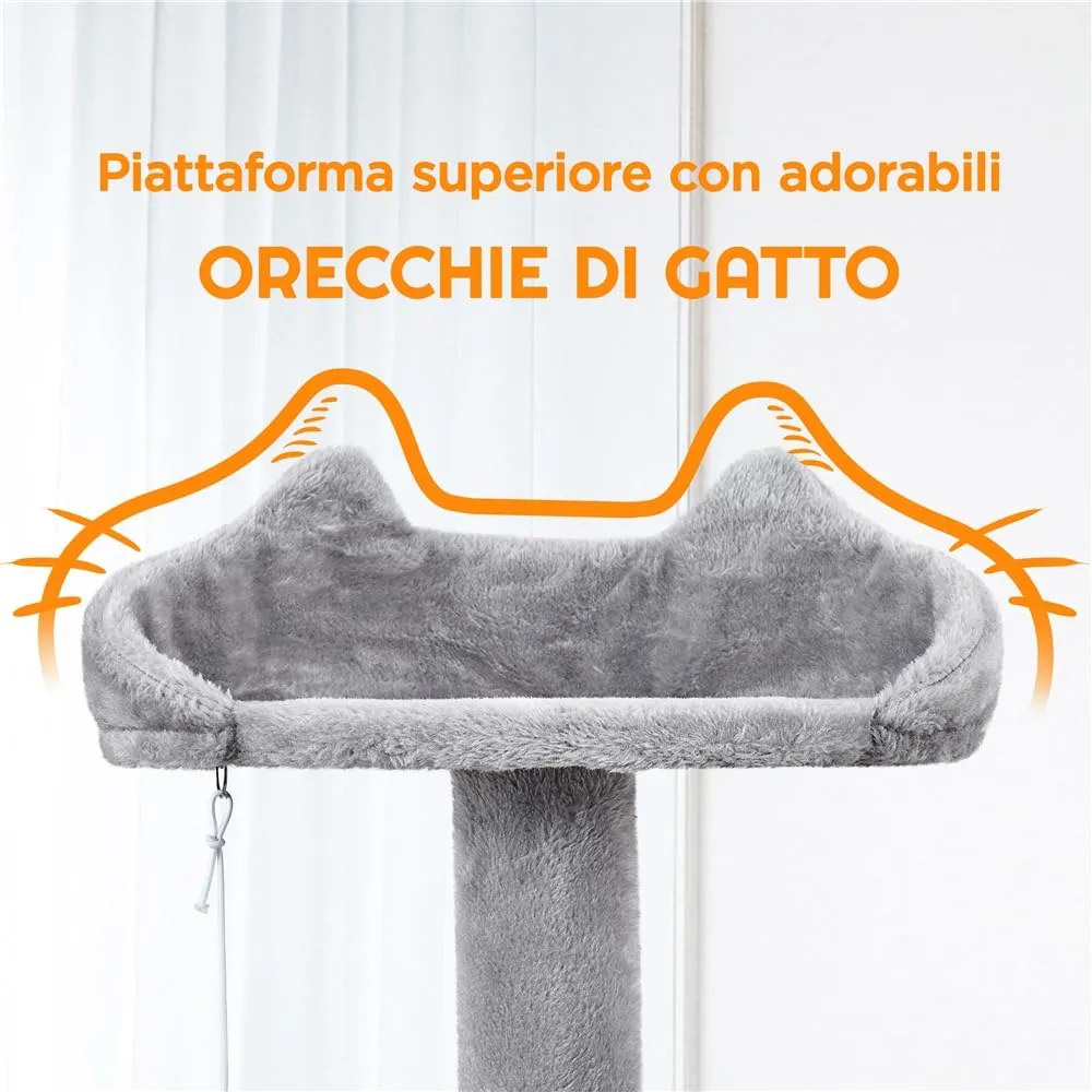 Yaheetech Albero Tiragraffi per Gatti Adulti, 202,5 cm, Grigio Chiaro - immagine 9