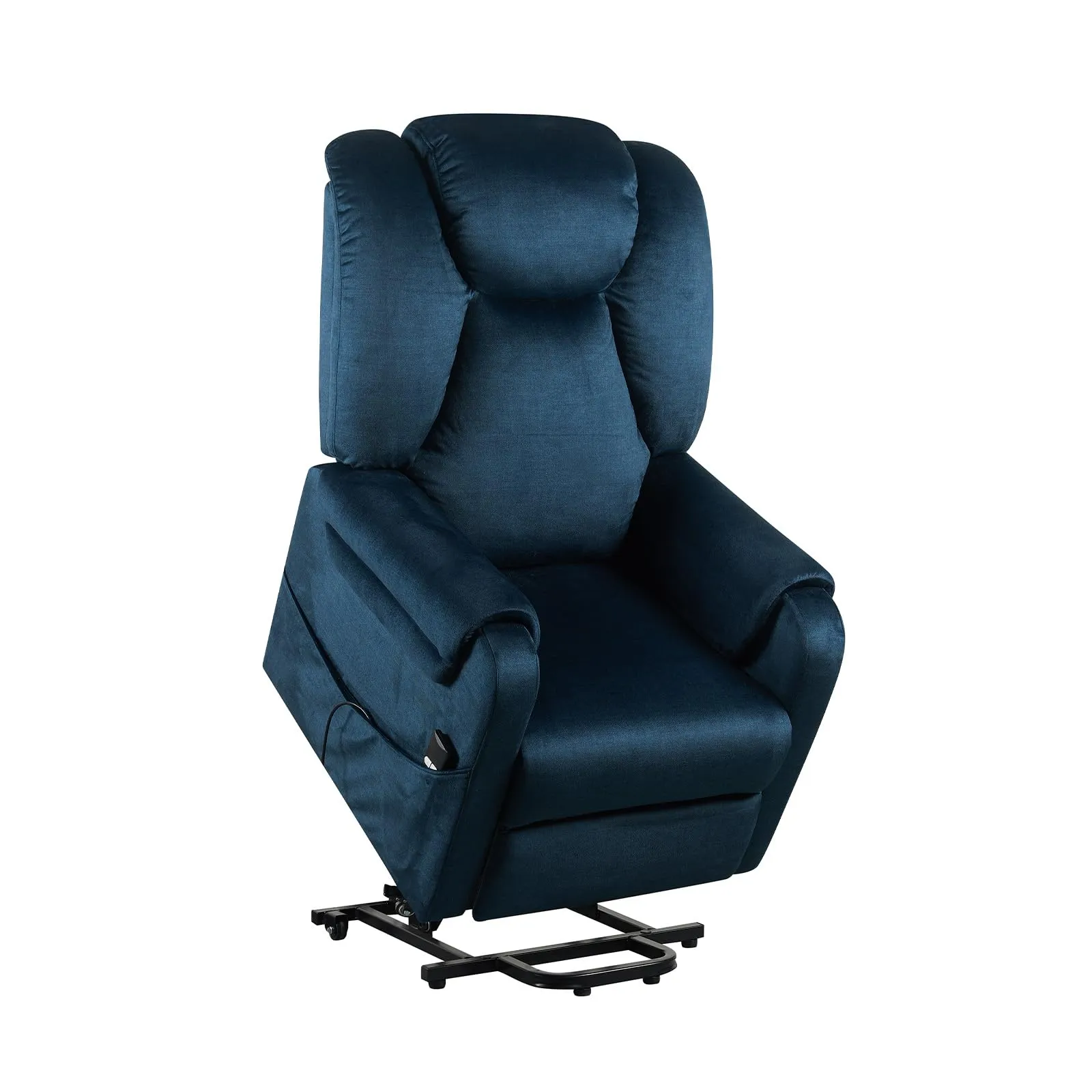 Poltrone Italia Poltrona Relax Elettrica 2 motori, reclinazione indipendente schienale e pediera, 4 ruote, tessuto premium, Blu - immagine 2