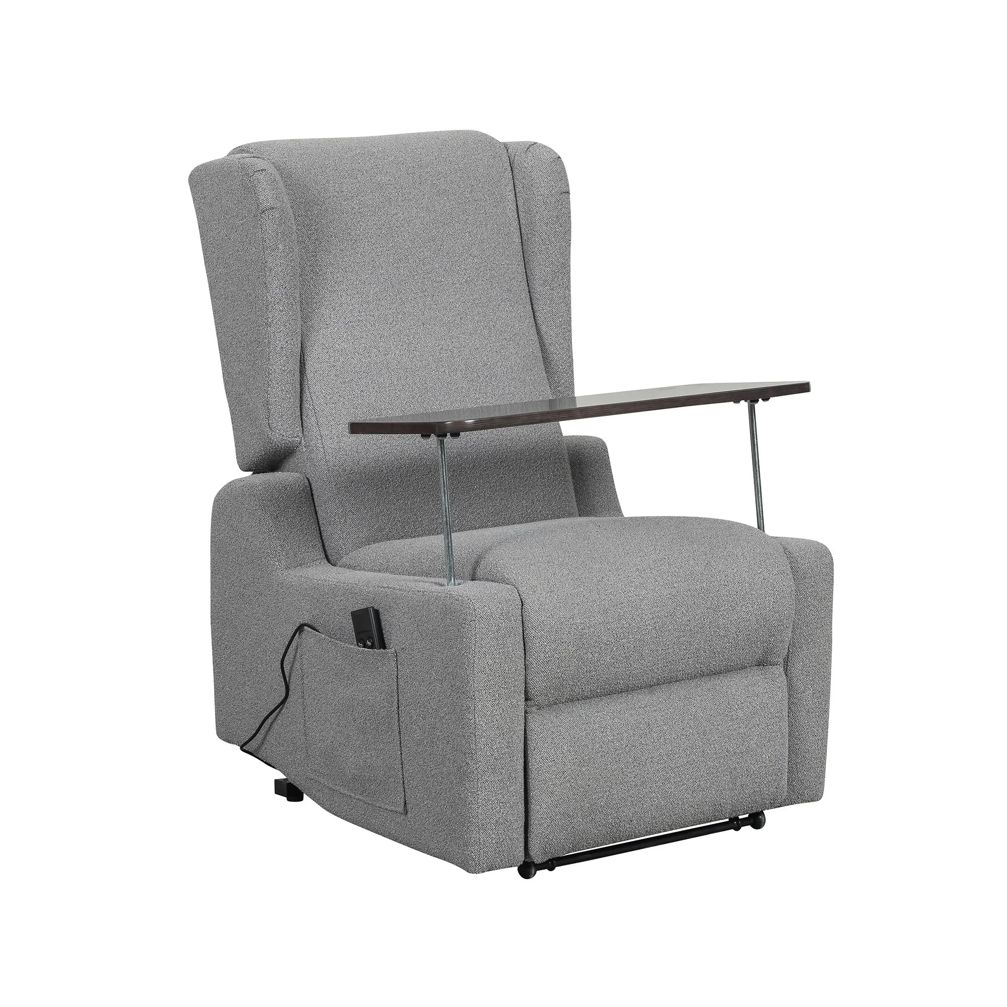 Poltrone Italia Poltrona Relax Elettrica Vertical 2 Motori Zero Gravity, Reclinazione Indipendente, Braccioli Estraibili e Tavolino, Grigio - immagine 8
