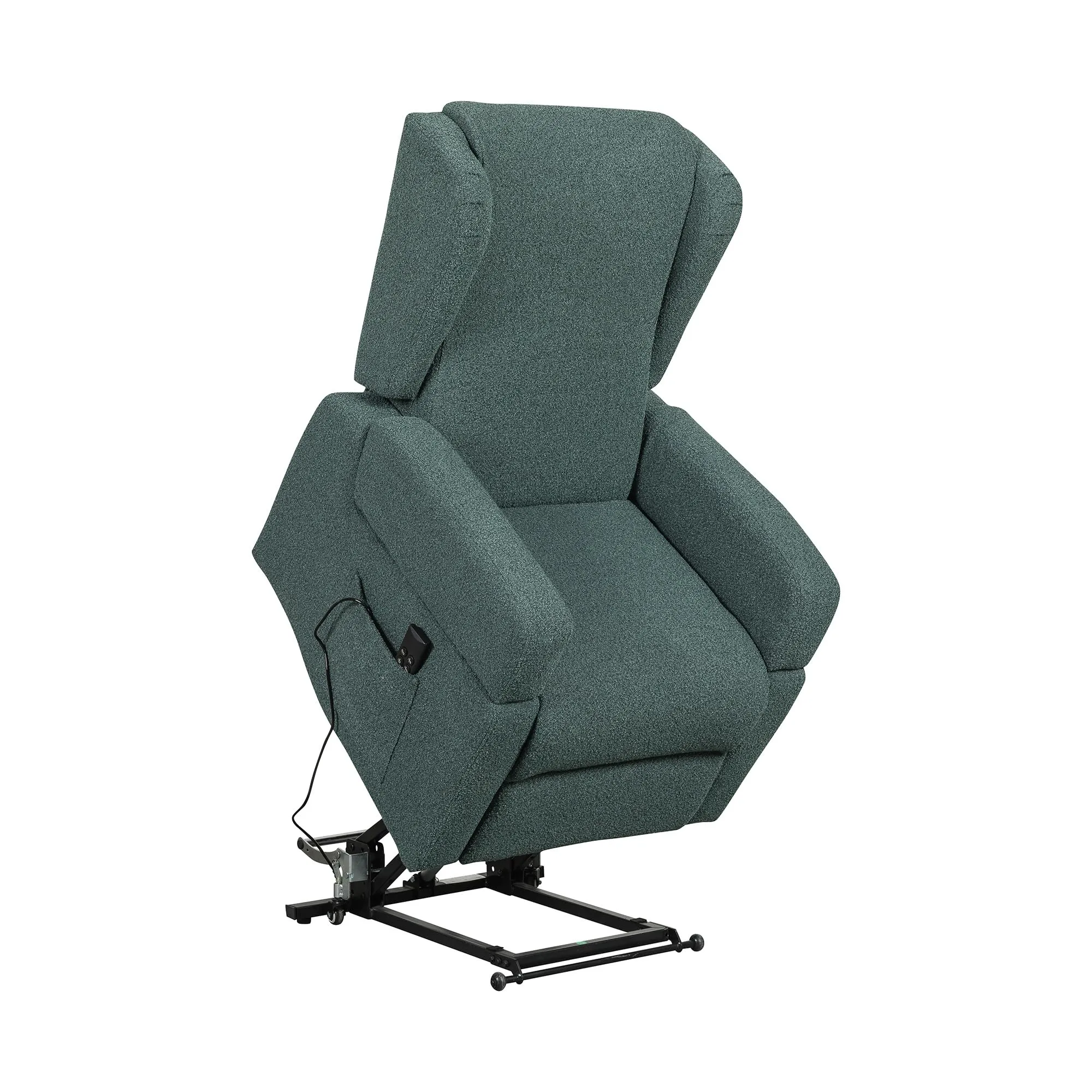Poltrone Italia Poltrona Relax Elettrica Vertical 2 Motori Zero Gravity, Braccioli Estraibili, Tavolino, Memory, Bouclè Verde - immagine 2