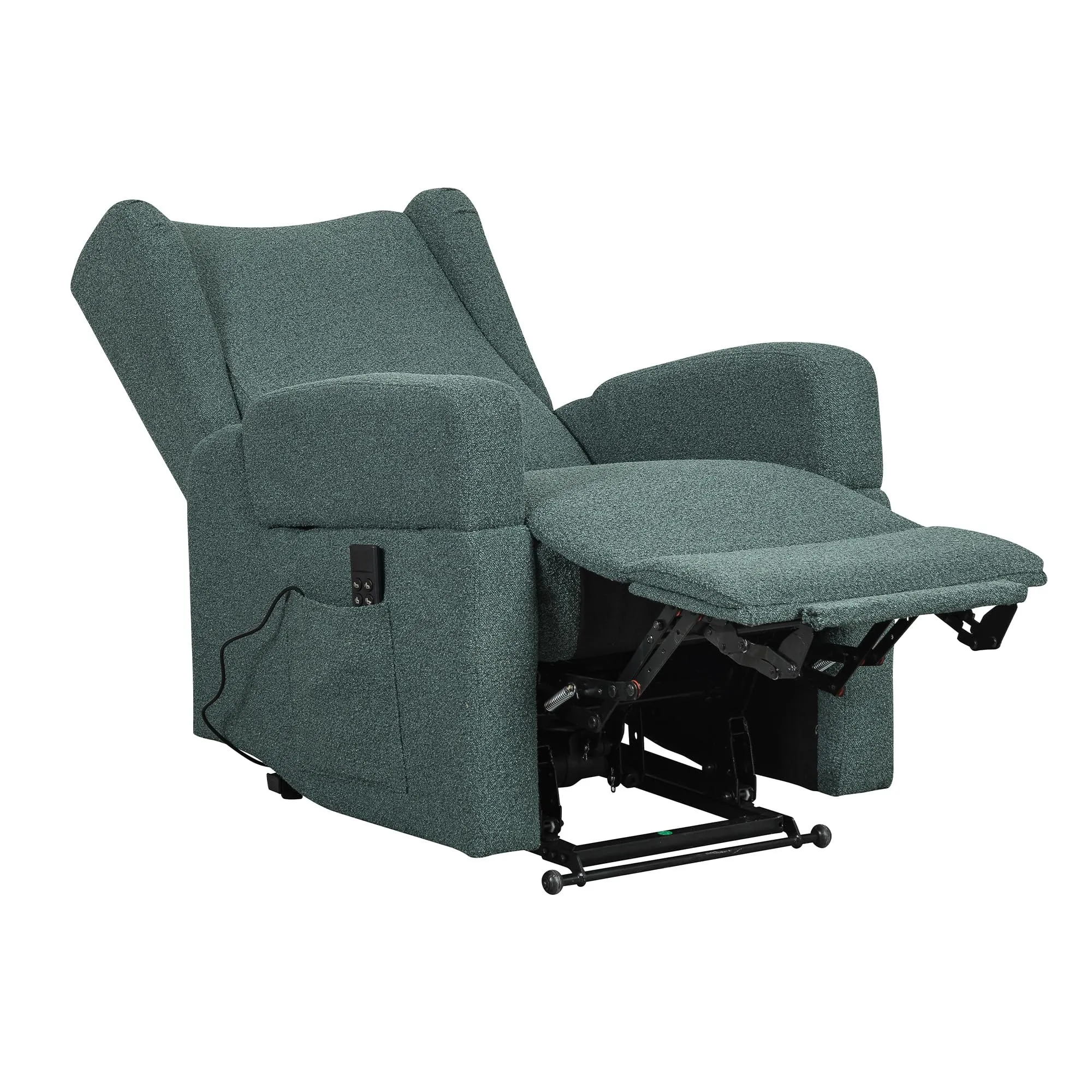 Poltrone Italia Poltrona Relax Elettrica Vertical 2 Motori Zero Gravity, Braccioli Estraibili, Tavolino, Memory, Bouclè Verde - immagine 4