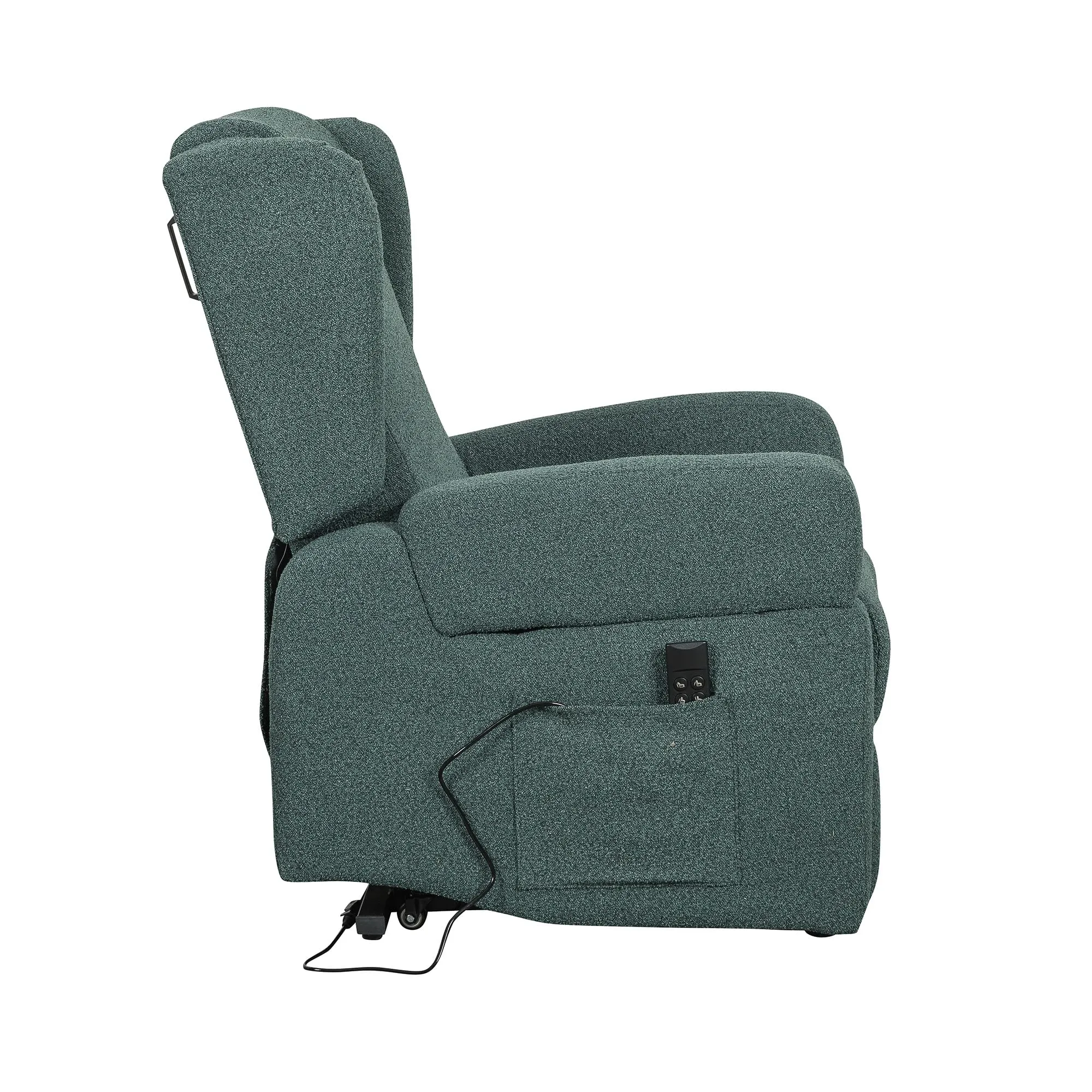 Poltrone Italia Poltrona Relax Elettrica Vertical 2 Motori Zero Gravity, Braccioli Estraibili, Tavolino, Memory, Bouclè Verde - immagine 6