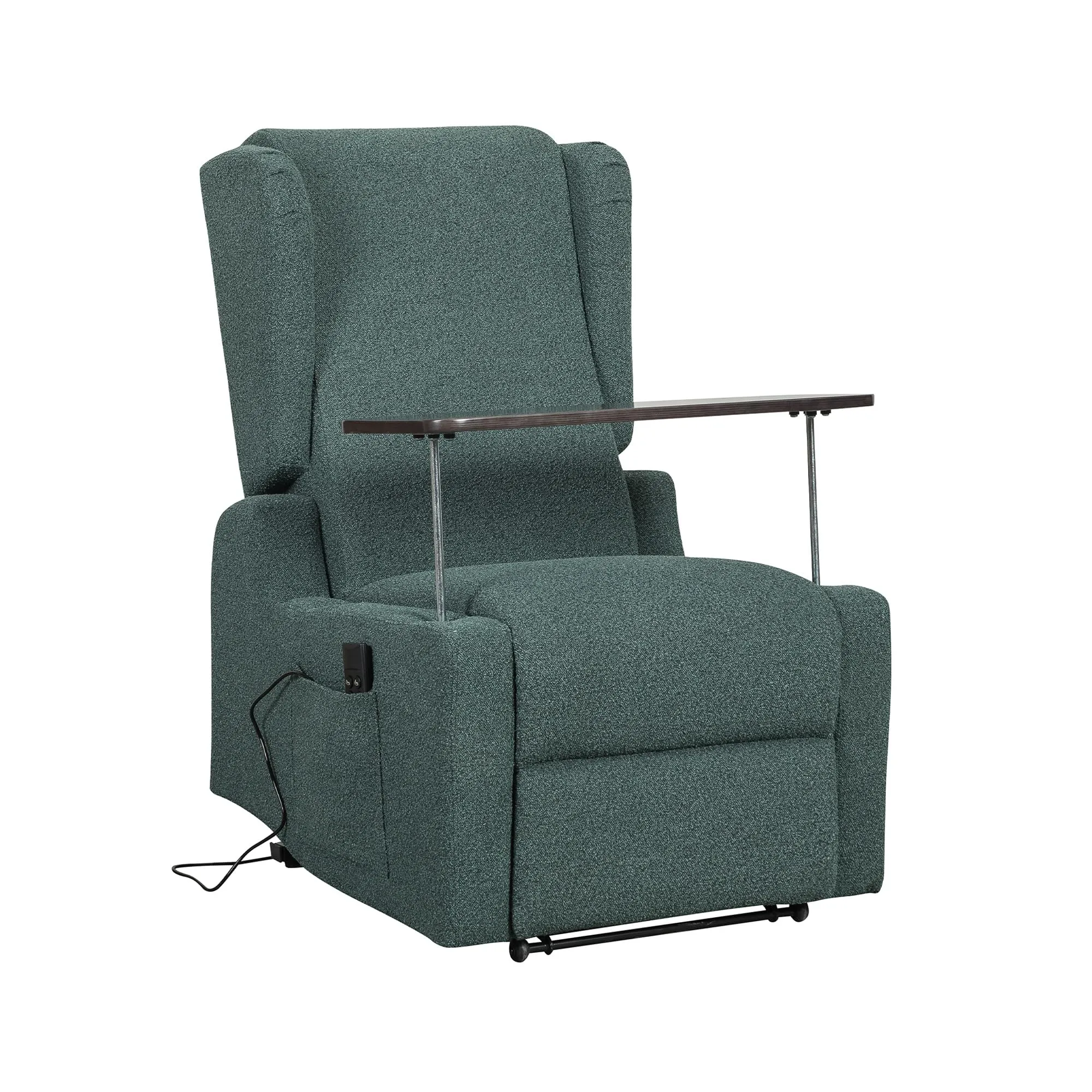 Poltrone Italia Poltrona Relax Elettrica Vertical 2 Motori Zero Gravity, Braccioli Estraibili, Tavolino, Memory, Bouclè Verde - immagine 8