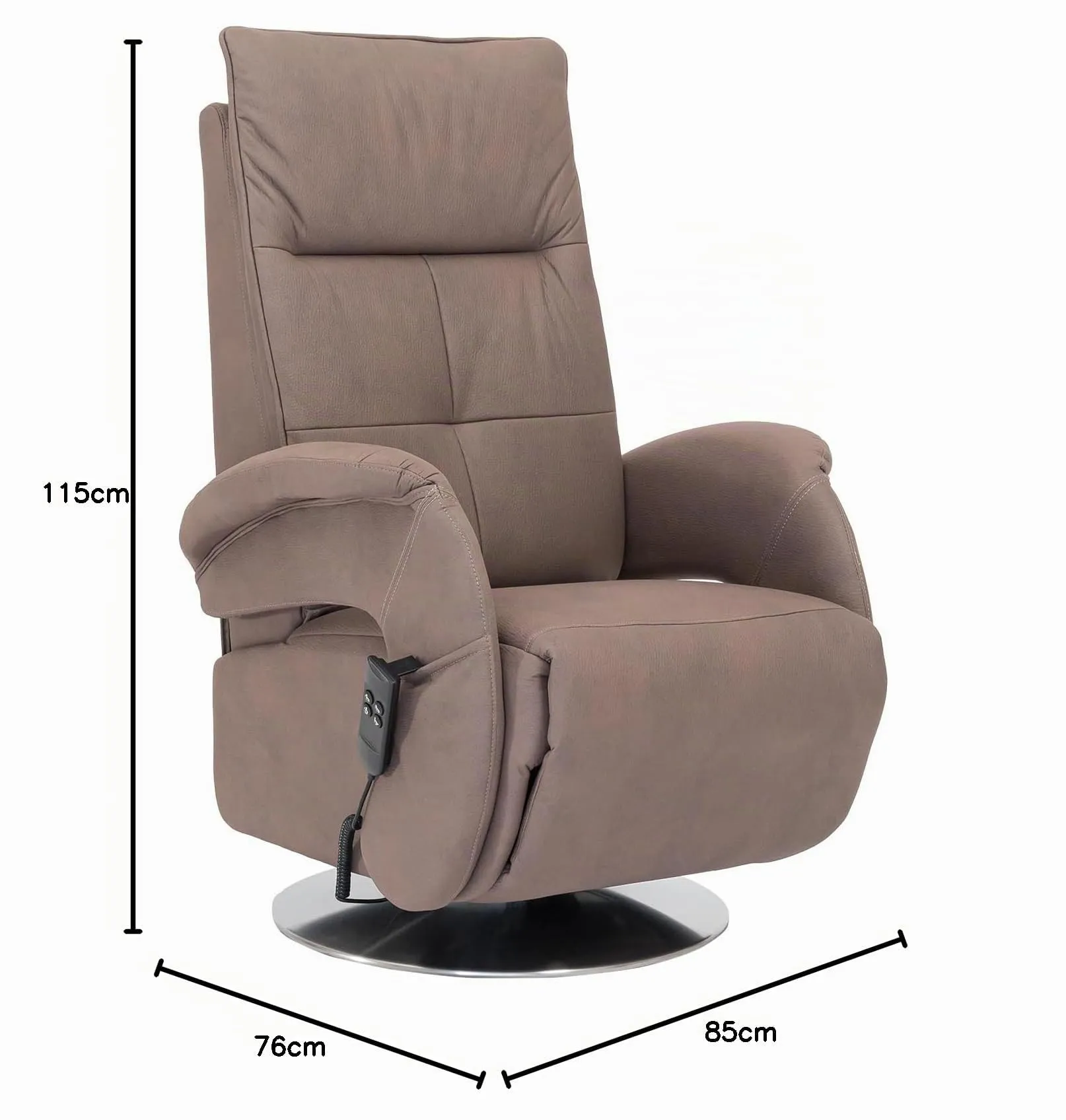 Poltrone Italia Huk Poltrona Relax Elettrica a 2 Motori, Reclinazione Indipendente Schienale e Pediera, Base Girevole in Acciaio, Grigio Scuro - immagine 2