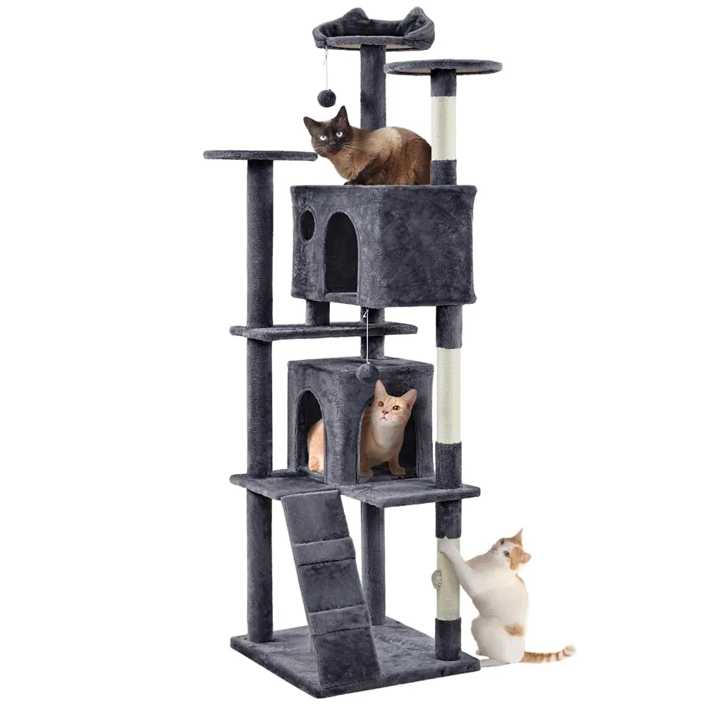 Yaheetech Albero Tiragraffi per Gatti Adulti, 202,5 cm, Grigio Scuro - immagine 1