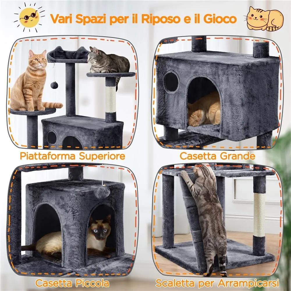 Yaheetech Albero Tiragraffi per Gatti Adulti, 202,5 cm, Grigio Scuro - immagine 4