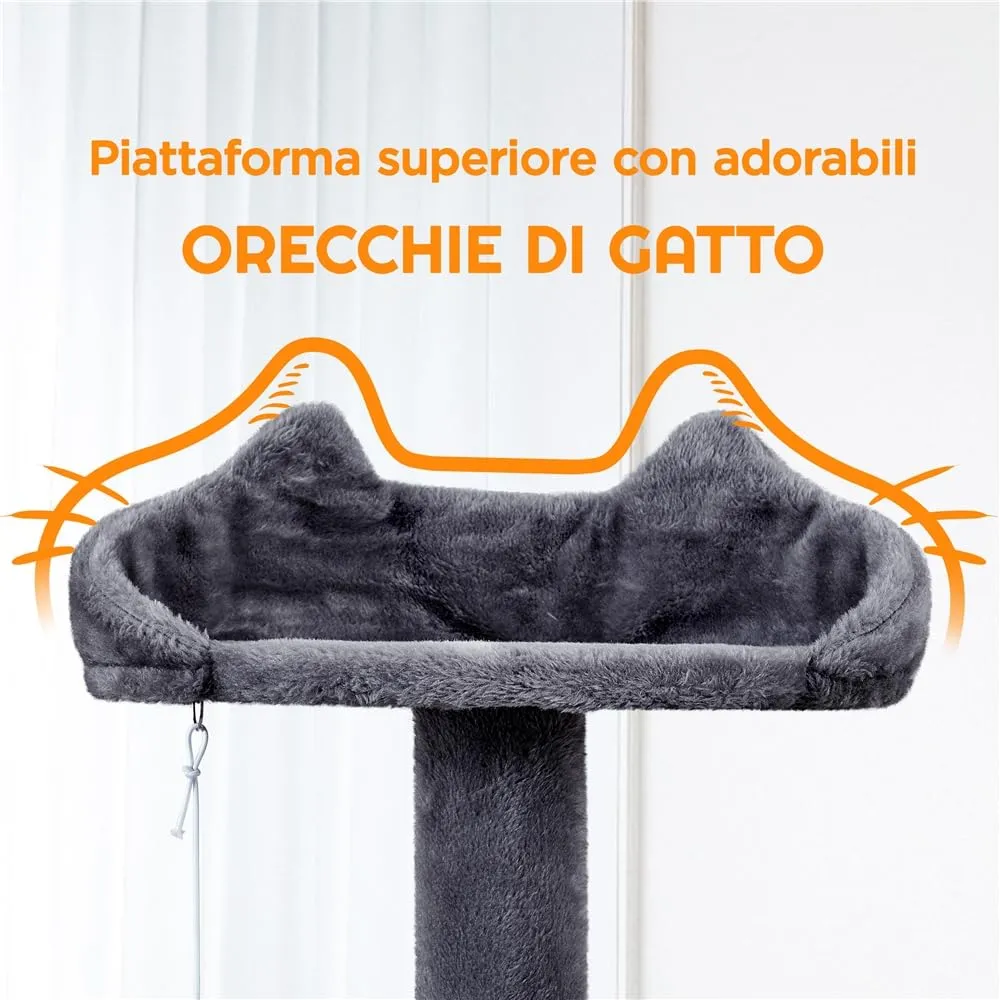 Yaheetech Albero Tiragraffi per Gatti Adulti, 202,5 cm, Grigio Scuro - immagine 9