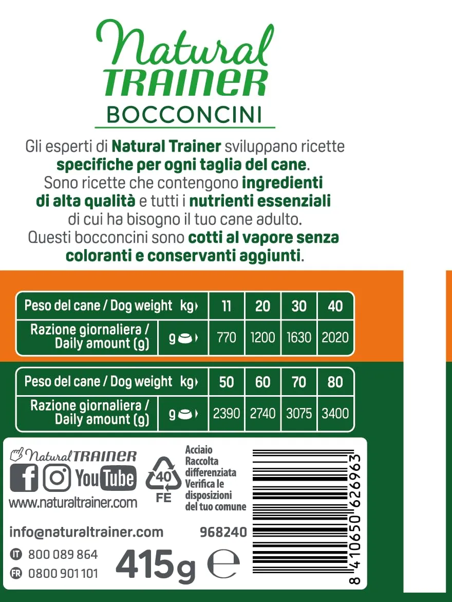 Trainer Natural Bocconcini per Cane Medium & Maxi con Tacchino - 12 x 415g - immagine 3