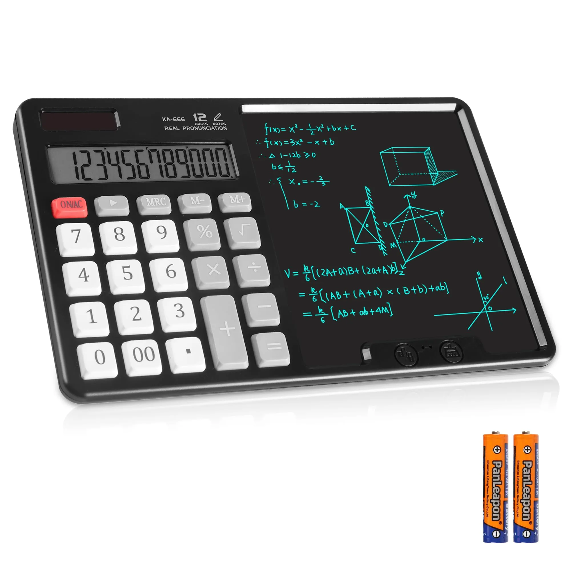 HIHUHEN Calcolatrice da Tavolo 12 Cifre HY-666S con Energia Solare e Batterie AA - immagine 1