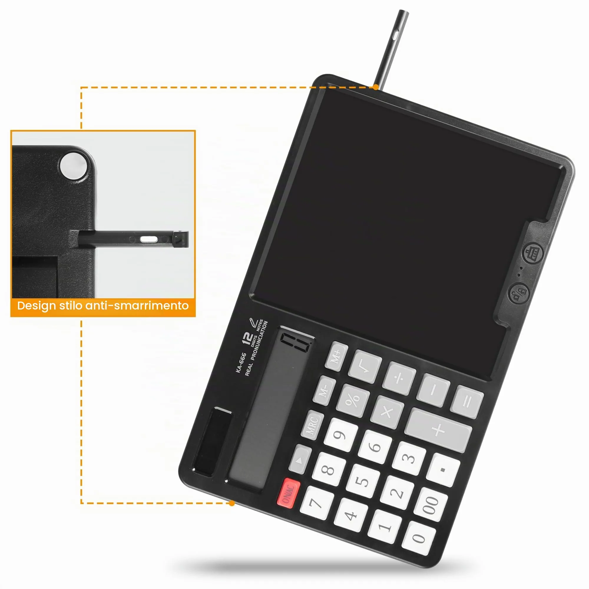 HIHUHEN Calcolatrice da Tavolo 12 Cifre HY-666S con Energia Solare e Batterie AA - immagine 4