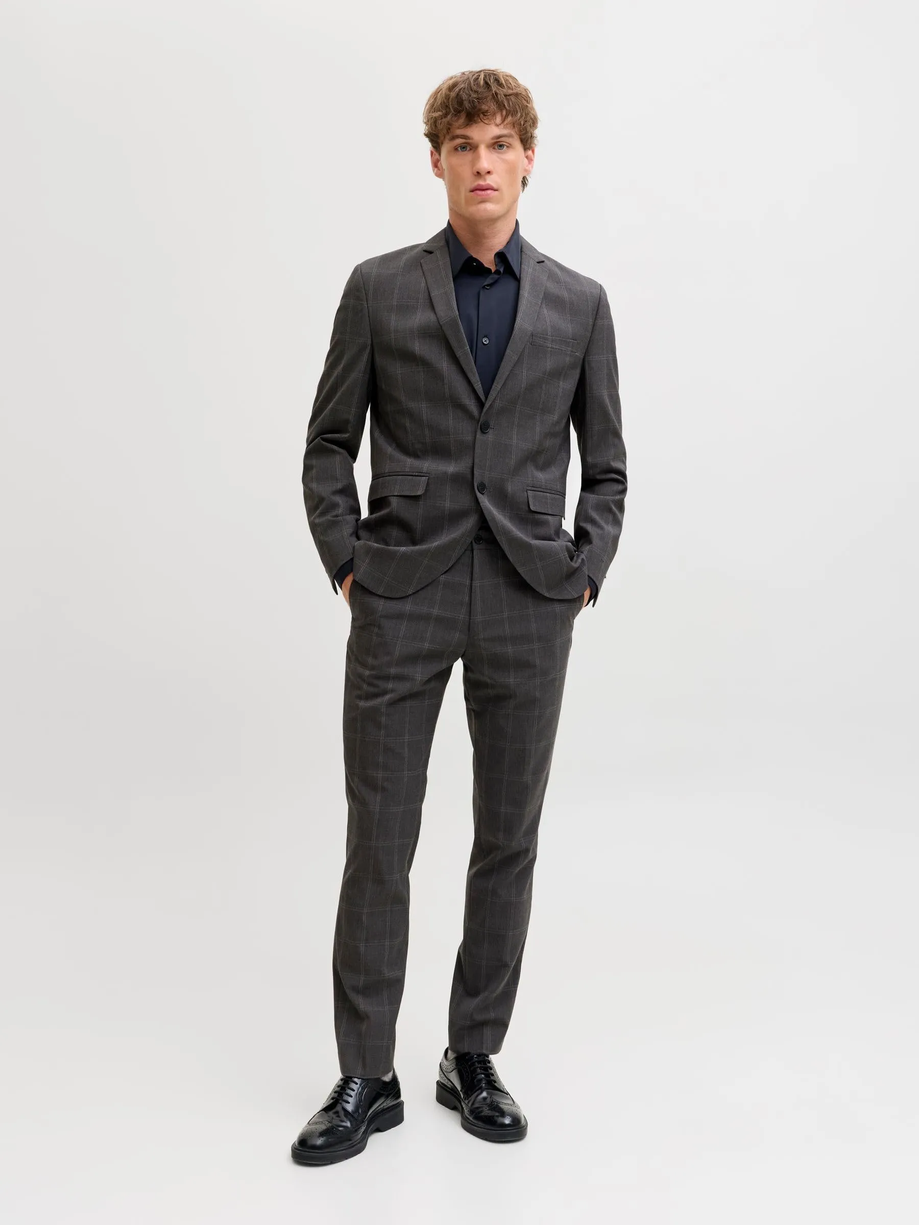 Jack & Jones JPRFRANCO Super Slim Fit Blazer and Trousers, Perfect Grey, 52 - immagine 5