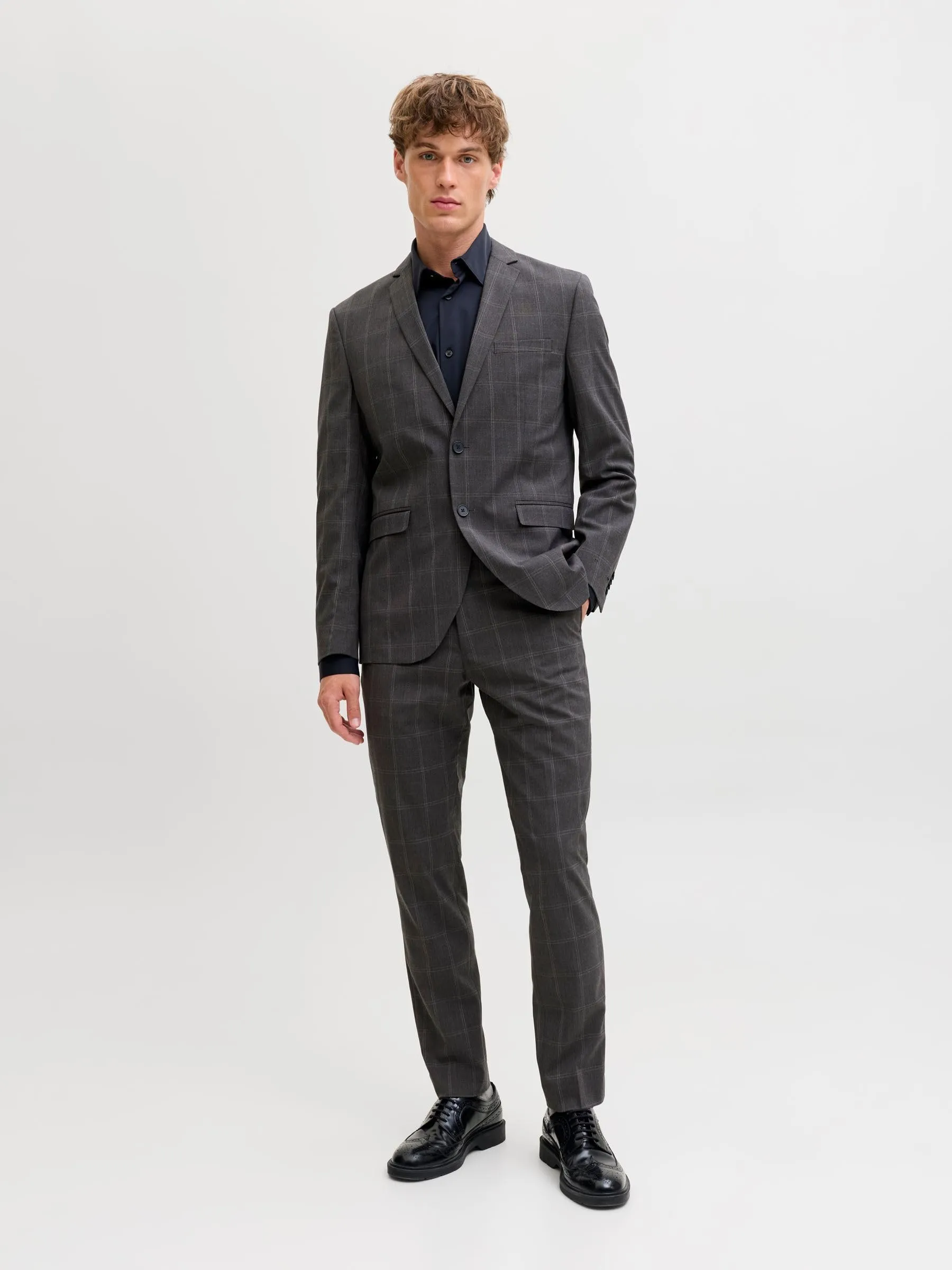 Jack & Jones JPRFRANCO Super Slim Fit Blazer and Trousers, Perfect Grey, 56 - immagine 3