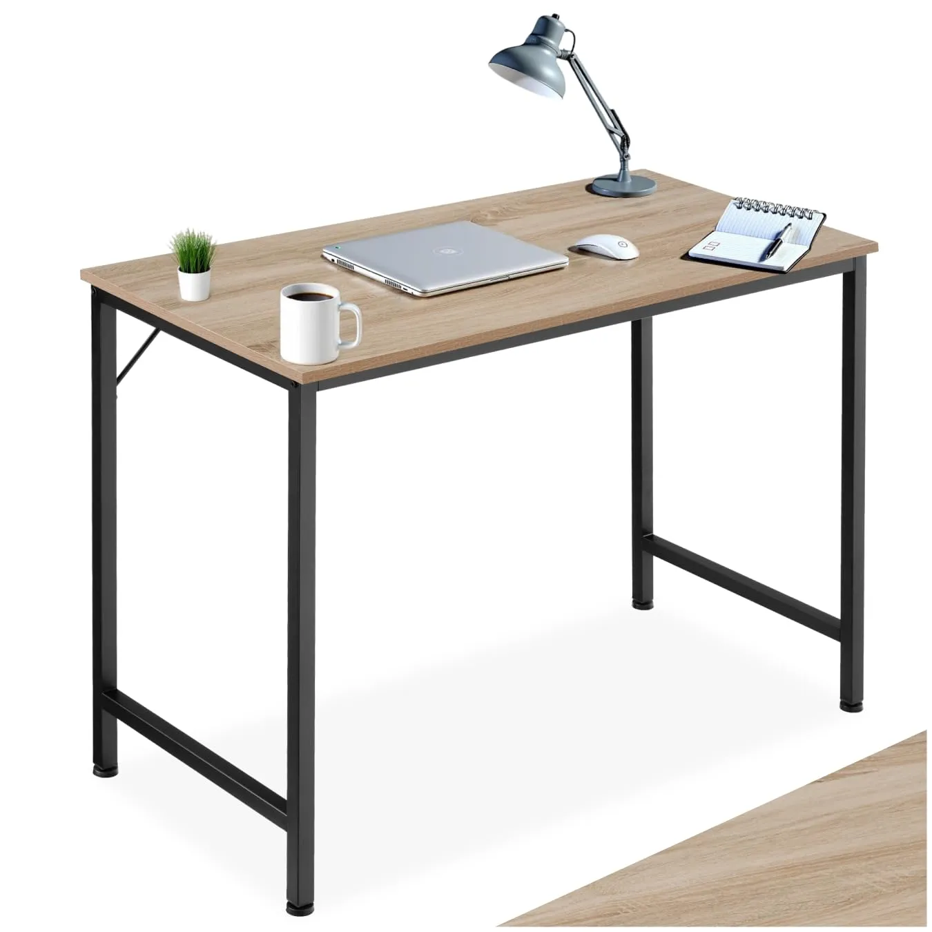 tectake Scrivania Ufficio Moderna 100x50x75,5 cm, Regolabile in Altezza, Legno Industriale Chiaro Rovere Sonoma - immagine 1