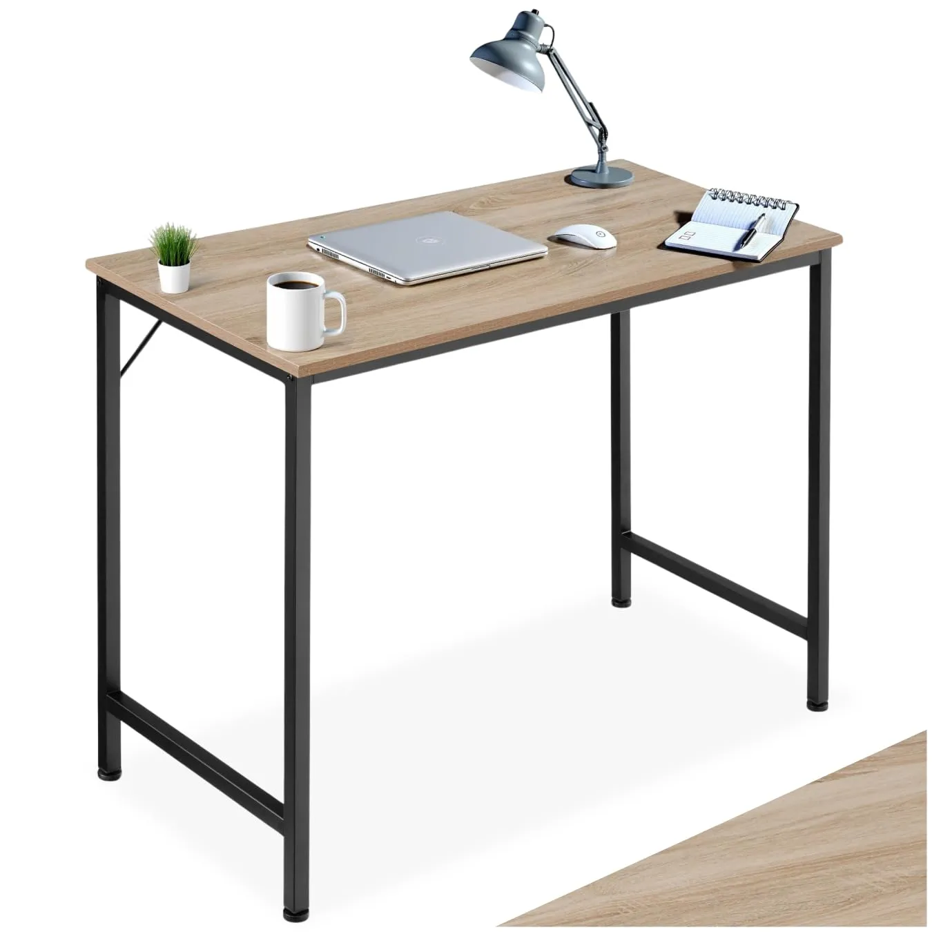 tectake Scrivania Moderna Industriale Regolabile in Altezza, Legno e Acciaio, 80x50x75,5 cm, Industriale Chiaro - immagine 1