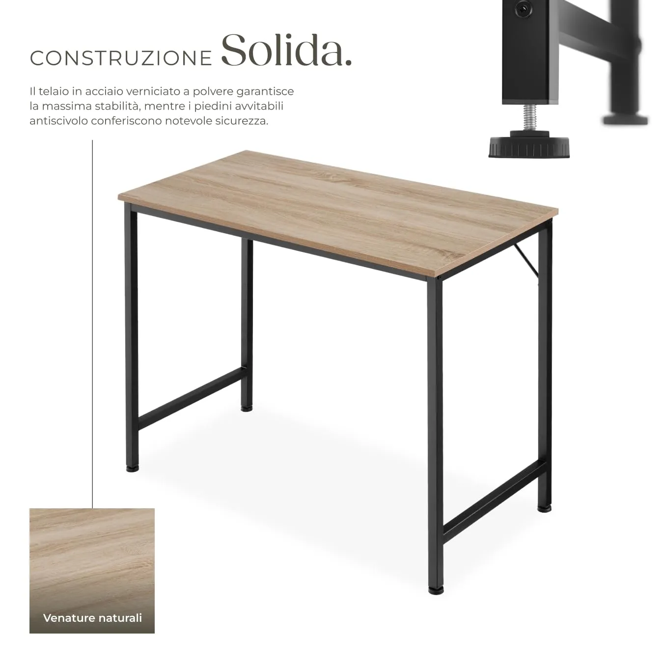 tectake Scrivania Moderna Industriale Regolabile in Altezza, Legno e Acciaio, 80x50x75,5 cm, Industriale Chiaro - immagine 4