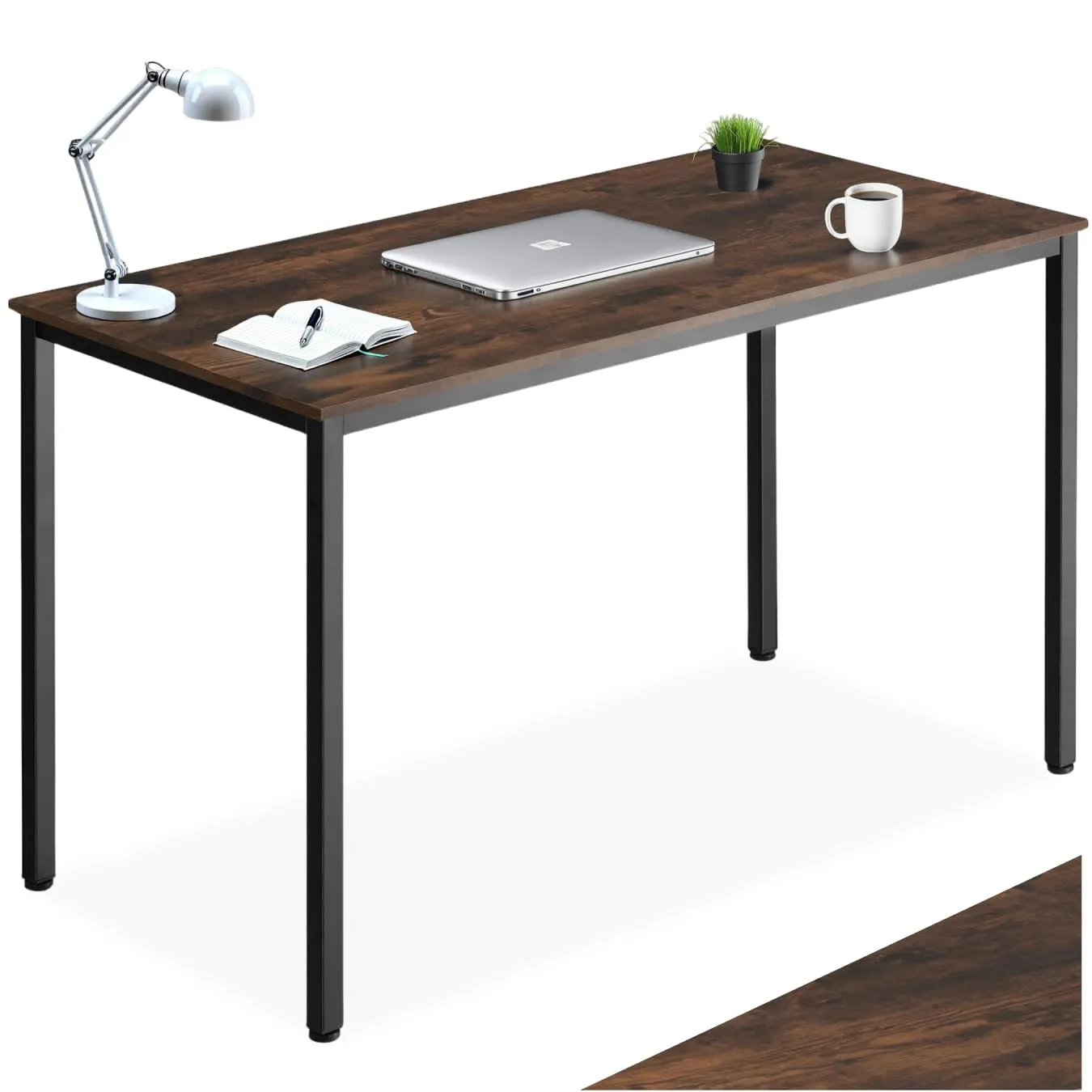 tectake Scrivania Gaming 120 x 60 x 75,5 cm, Stile Industriale - Legno Scuro - immagine 1