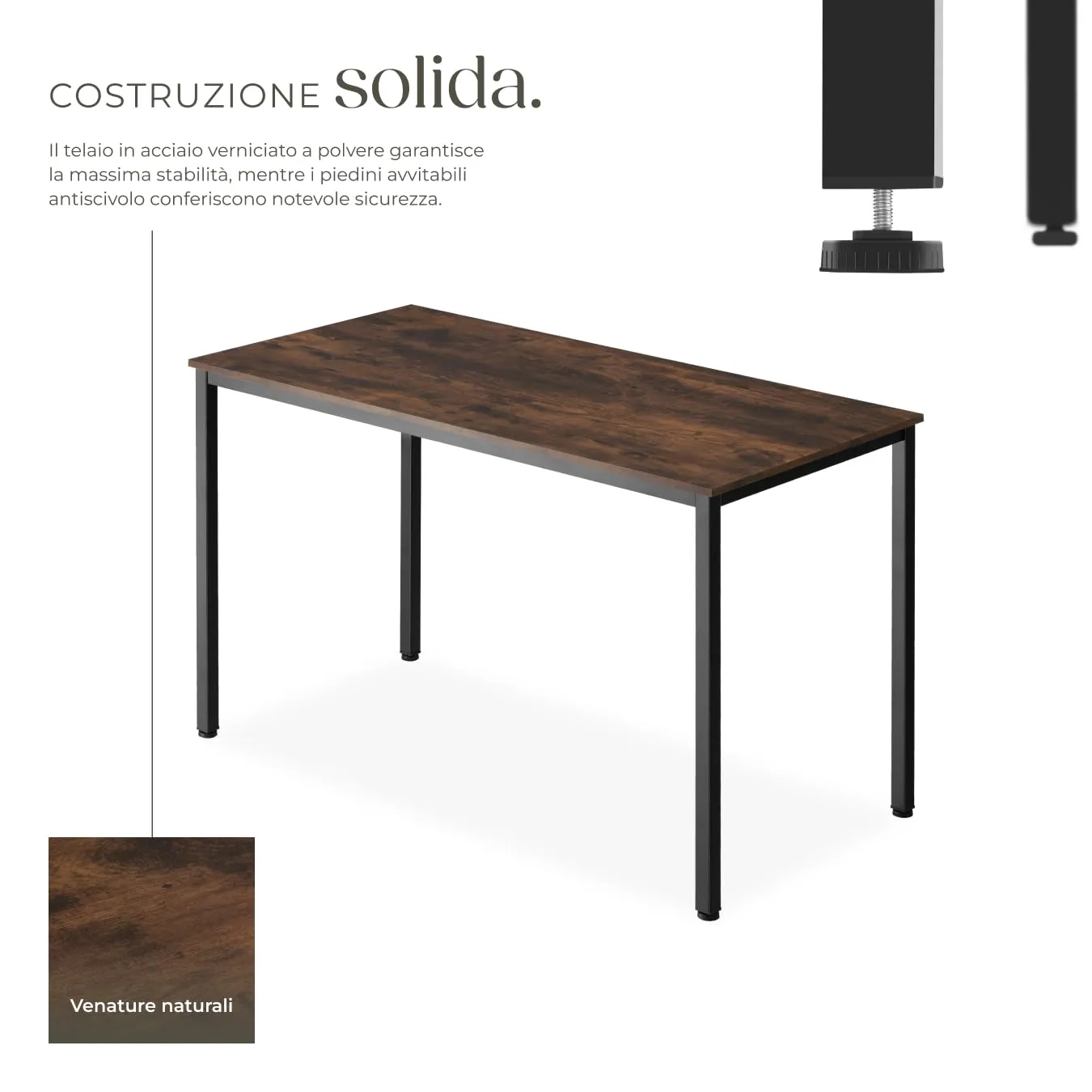 tectake Scrivania Gaming 120 x 60 x 75,5 cm, Stile Industriale - Legno Scuro - immagine 3