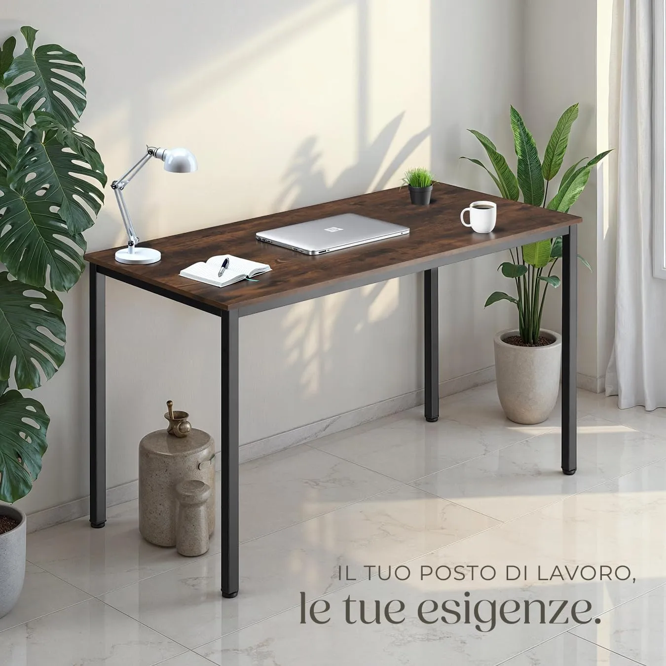 tectake Scrivania Gaming 120 x 60 x 75,5 cm, Stile Industriale - Legno Scuro - immagine 7