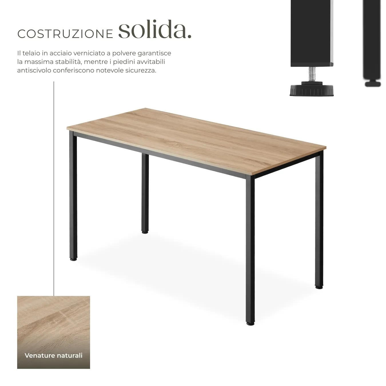 tectake Scrivania Gaming 120 x 60 x 75,5 cm, Stile Industriale - Legno Chiaro - immagine 3